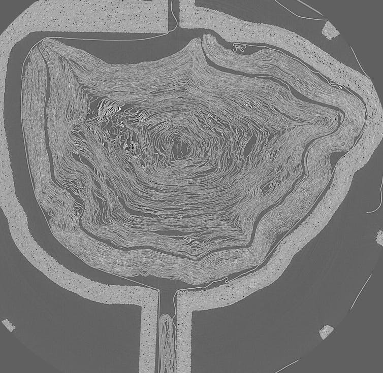 What appear to be light grey circular shapes nested inside one another.