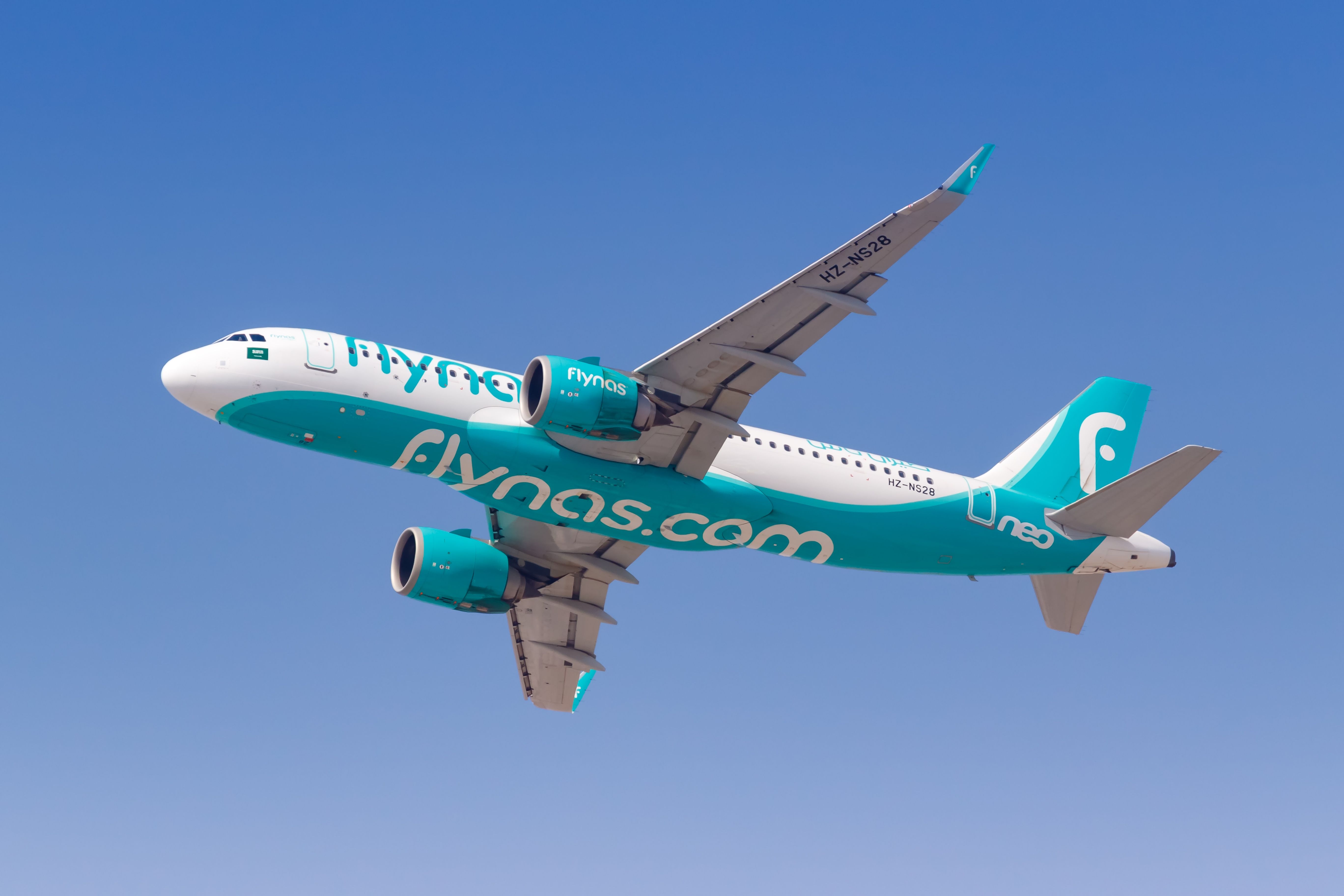 A Flynas Airbus A320neo near Dubai International 