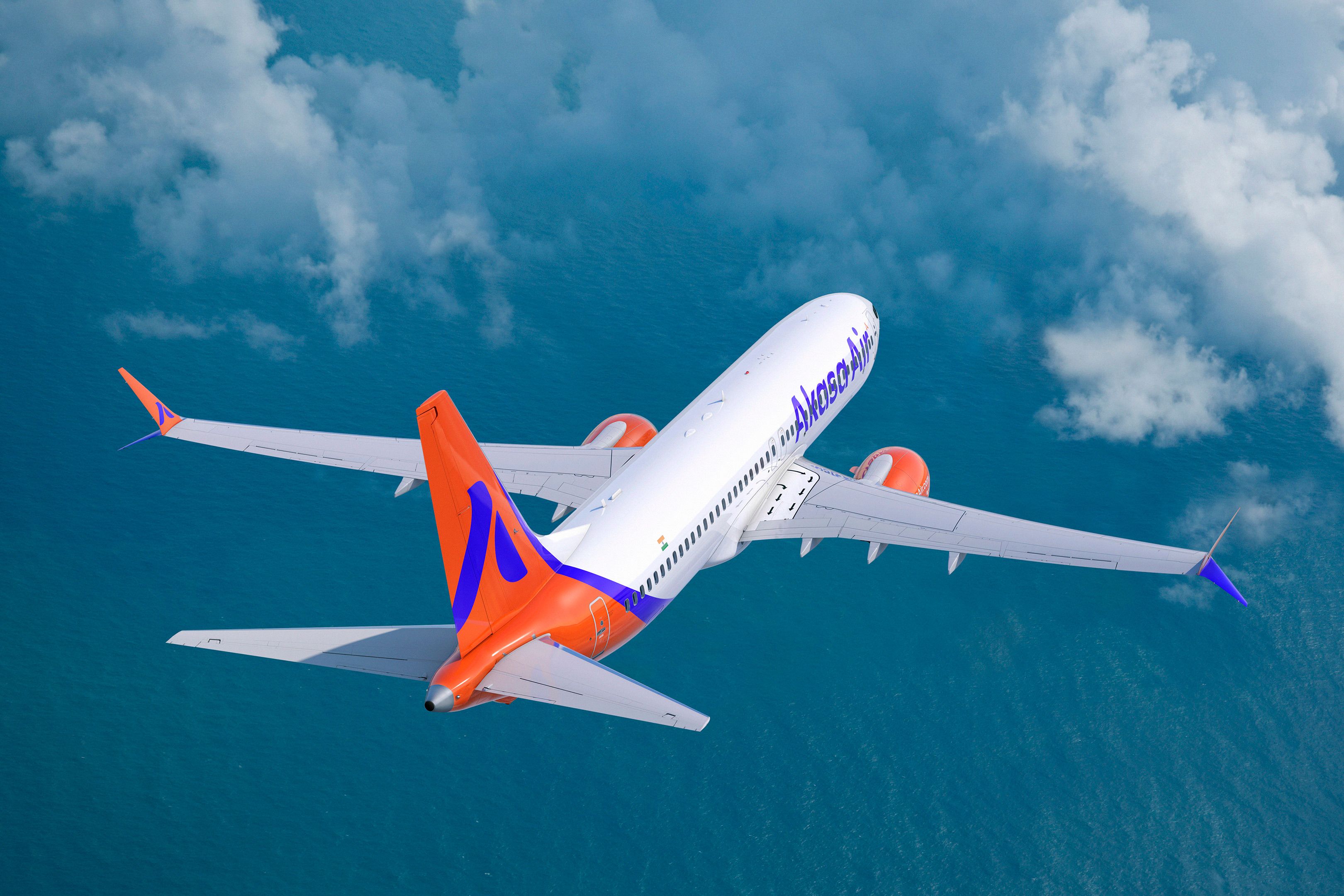 An Akasa Air Boeing 737 MAX render. 