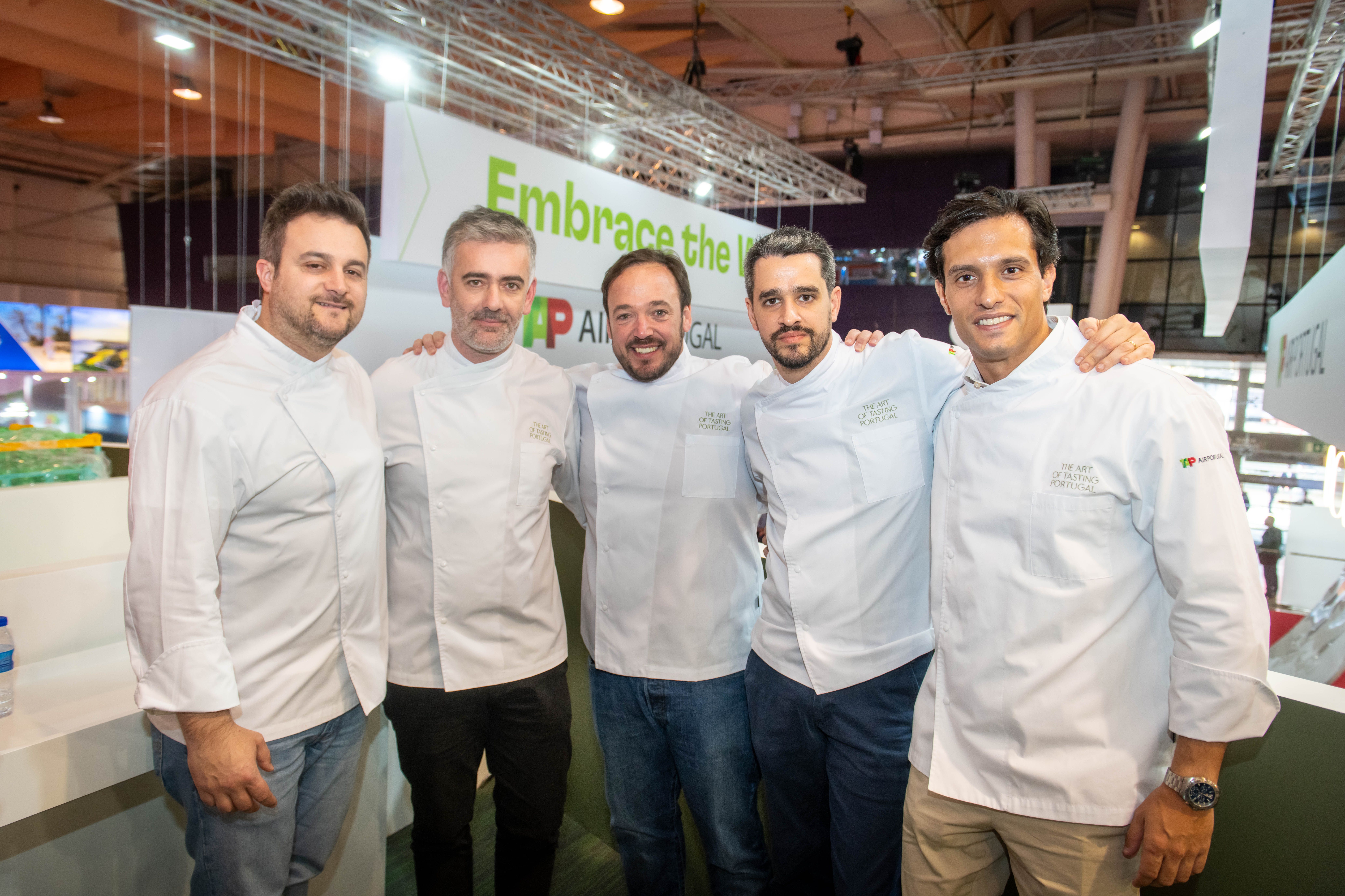New TAP chefs Arnaldo Azevedo,  André Cruz; Rodrigo Castelo; Carlos Afonso; Alexandre Silva; 