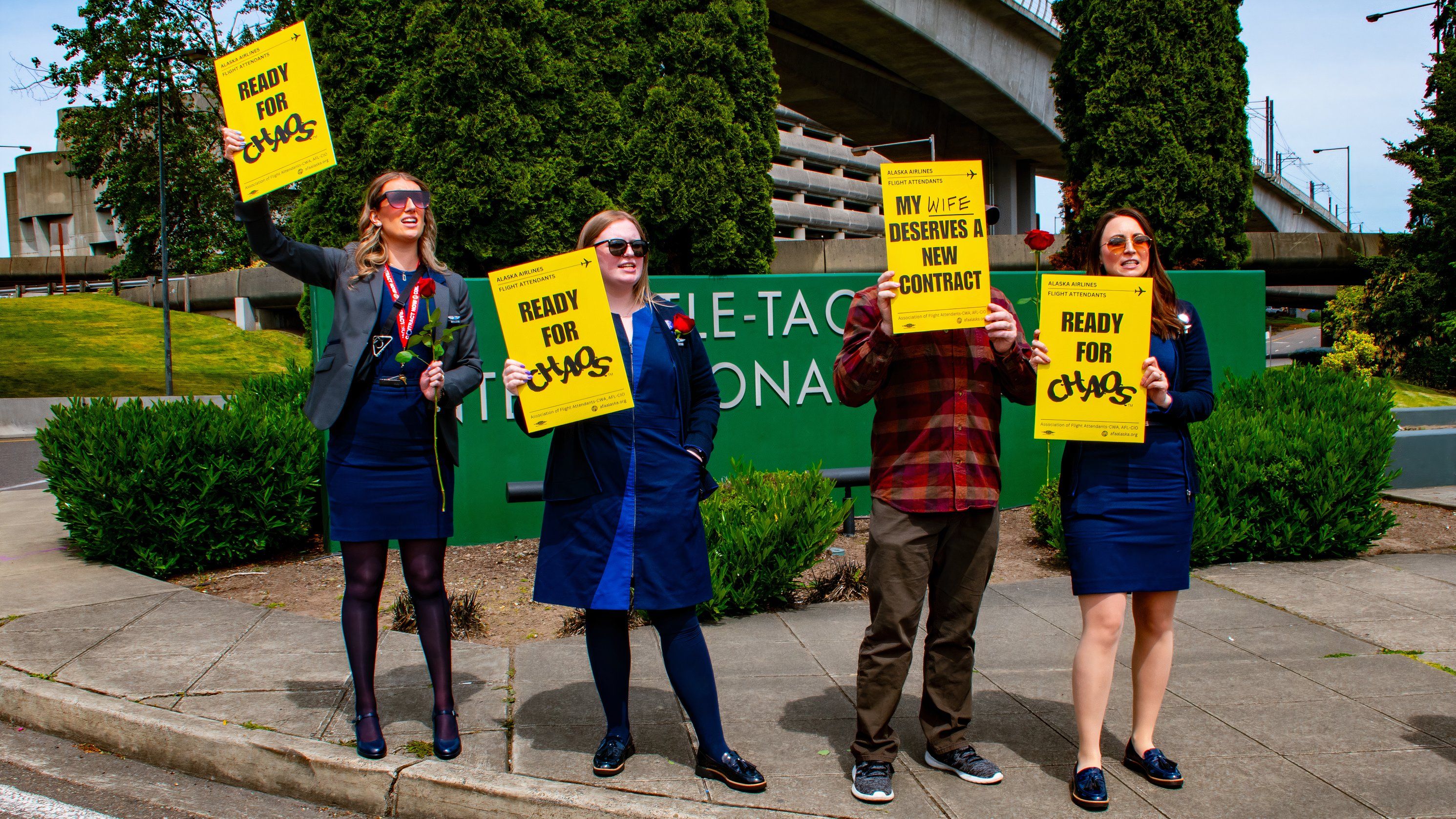 AFA day of action alaska airlines flight attendant pickets at seattle tacoma June 2024