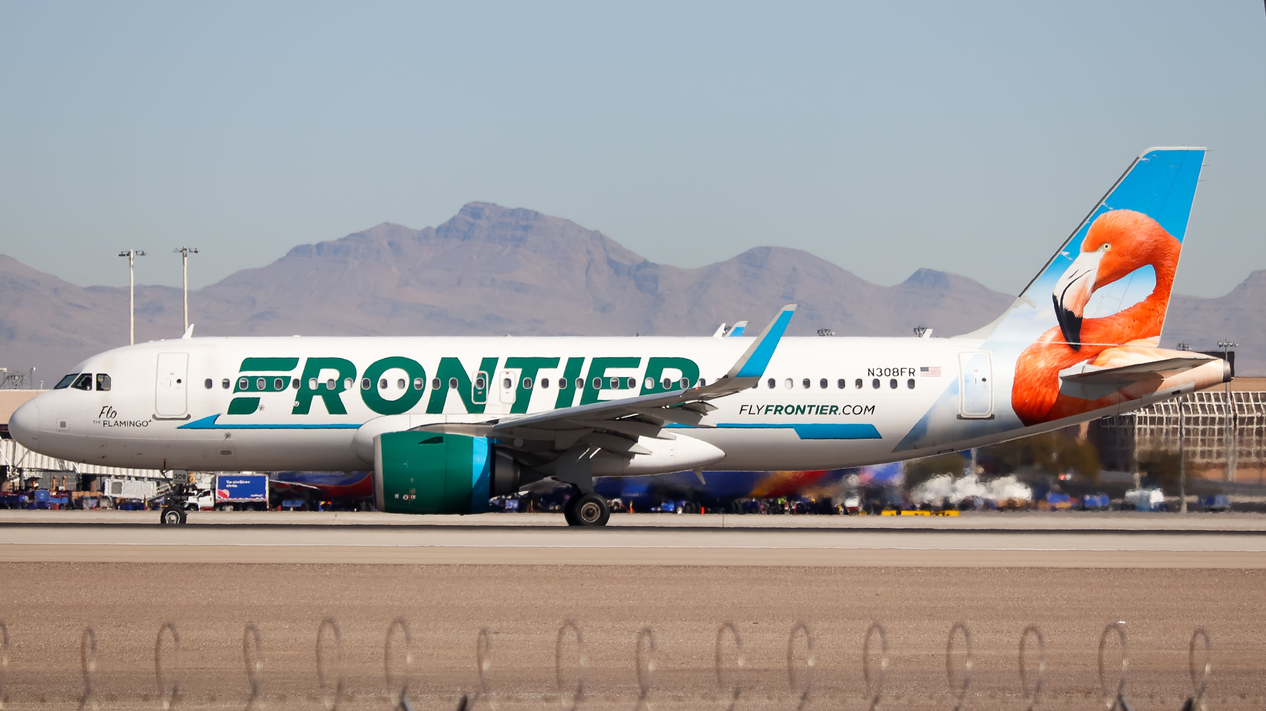 Frontier Airlines Airbus A320neo at LAS shutterstock_2128289114