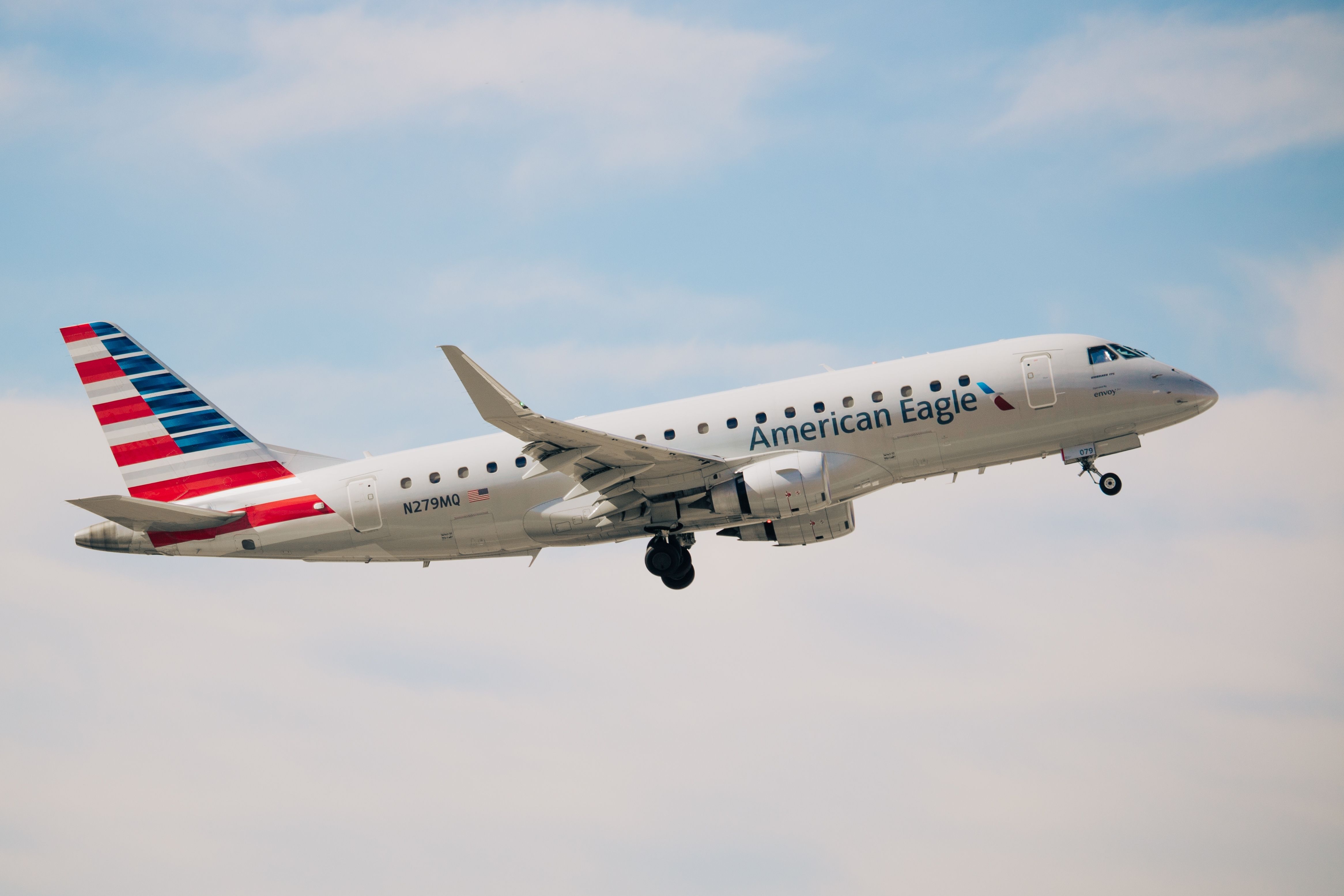 American Eagle Embraer E170 departing AUS shutterstock_2244844603