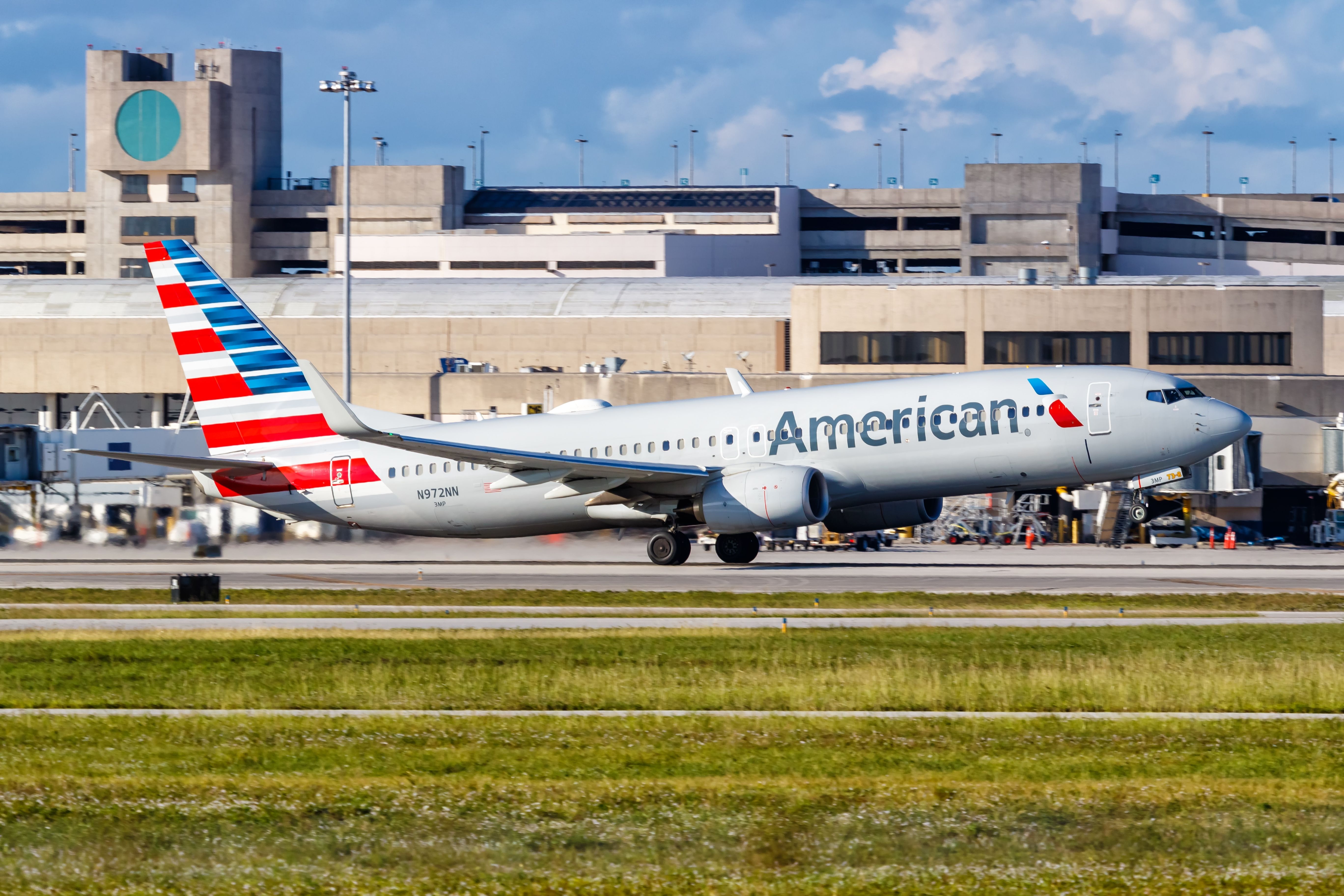 American Airlines Boeing 737-800 airplane at Palm Beach airport (PBI) in the United States.