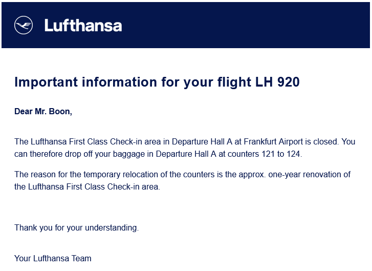 LH 1st Class Check In