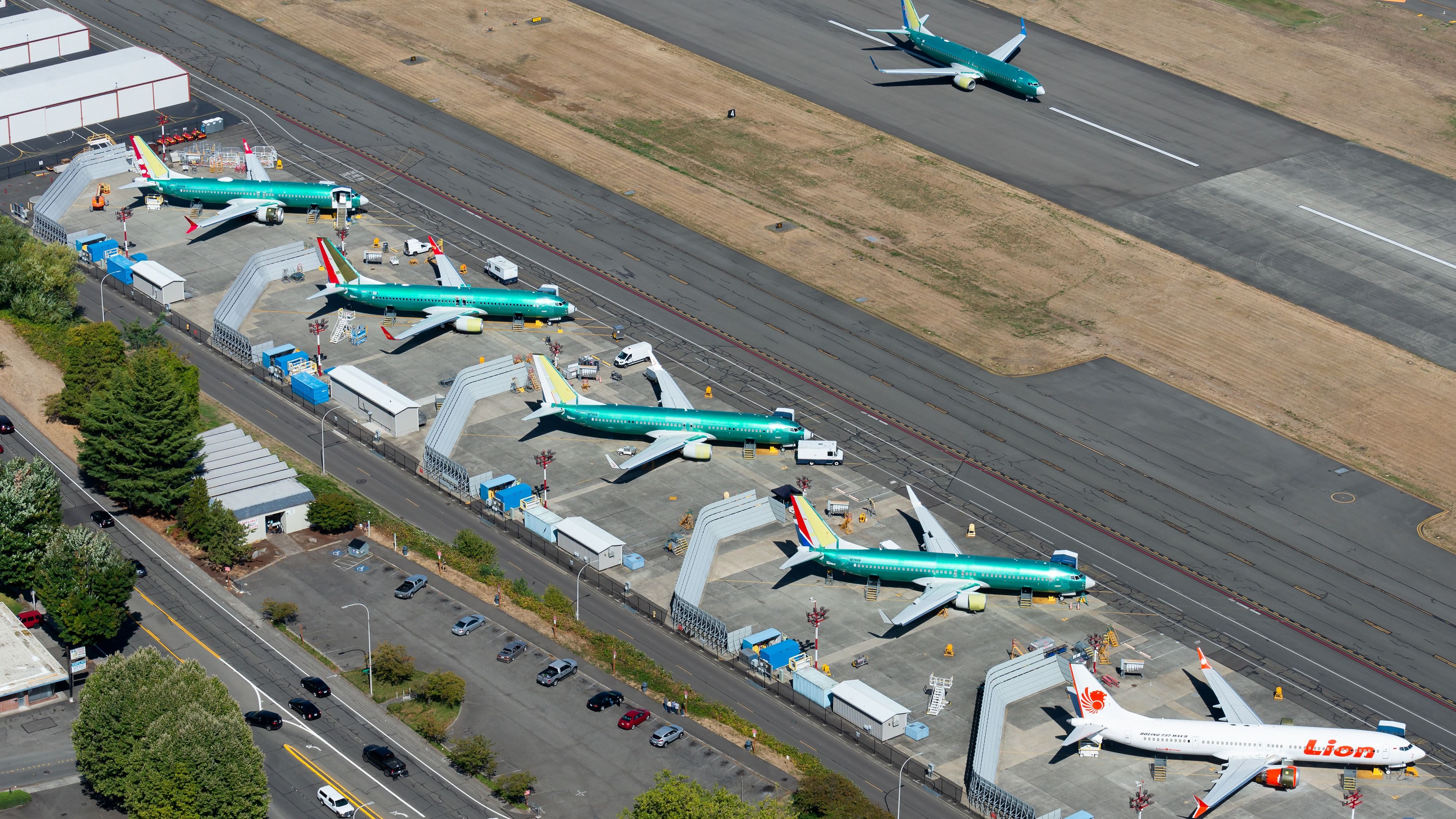 Boeing 737 MAX aircraft in Renton before deliveries shutterstock_1518781016
