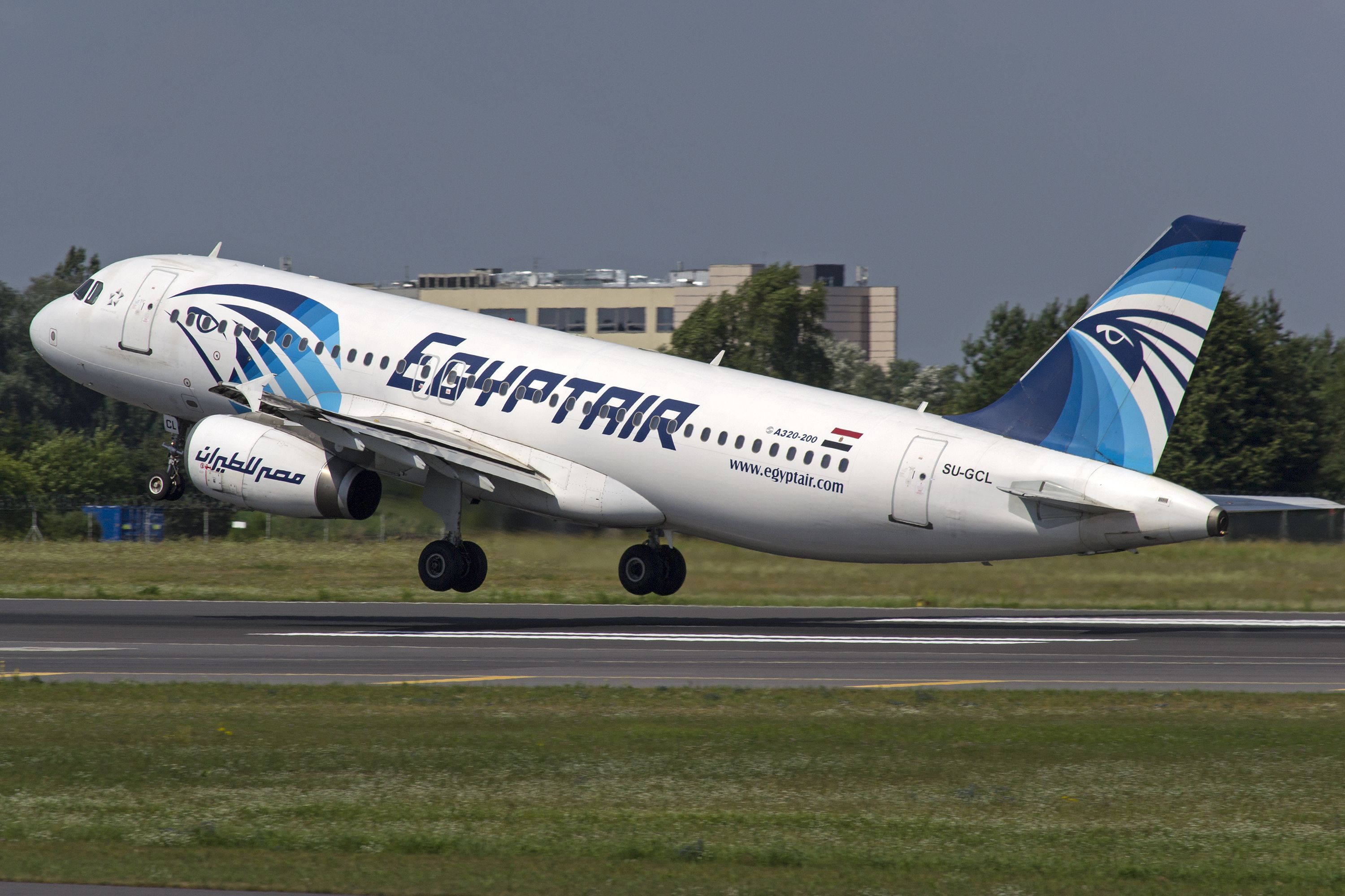 EgyptAir Airbus A320 departing POZ shutterstock_393595171
