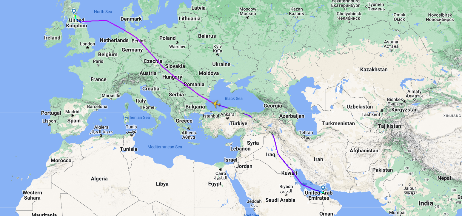EK23 Flight Map