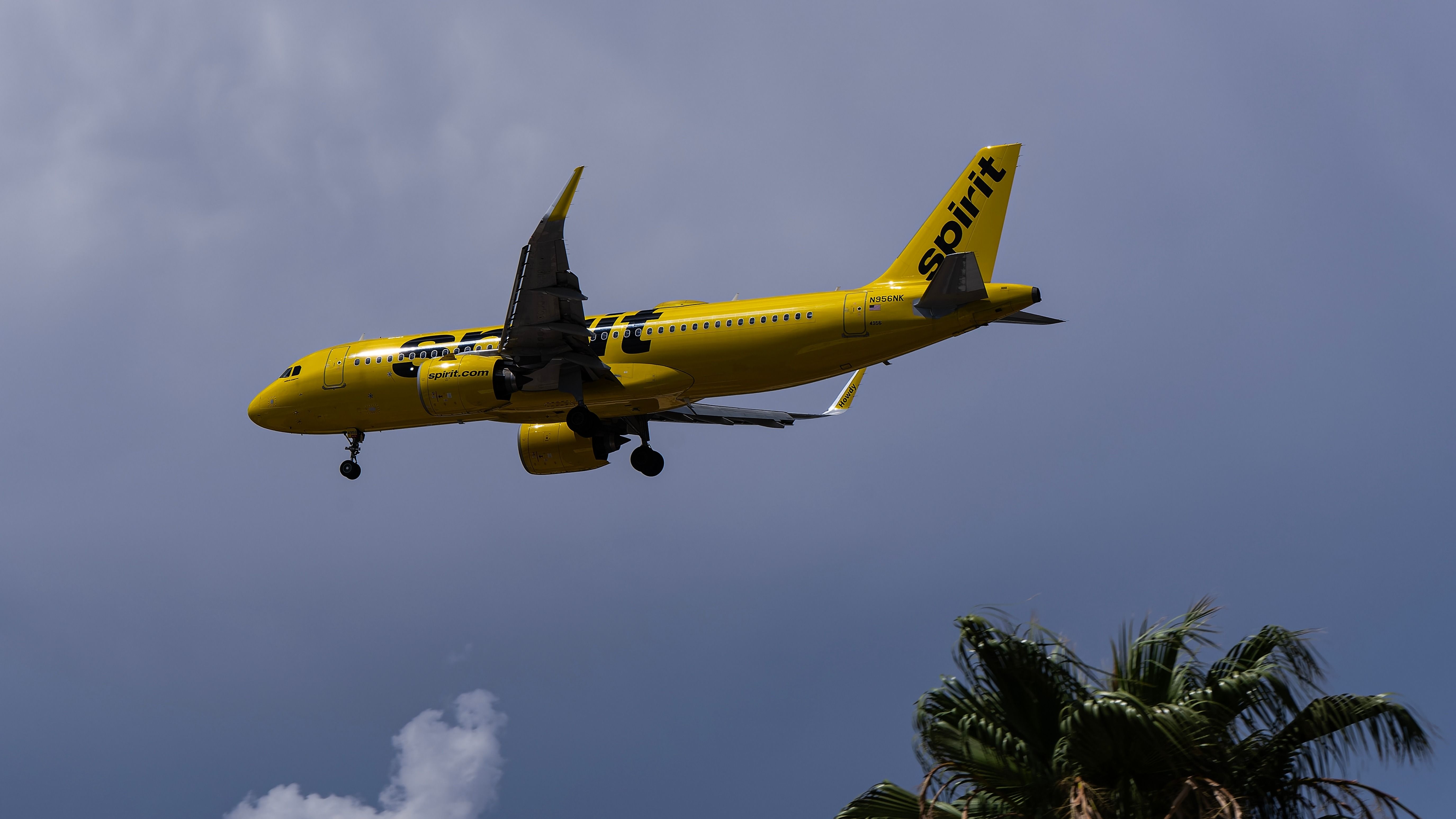 Spirit Airlines Airbus A320neo (N956NK) landing at Harry Reid International Airport.