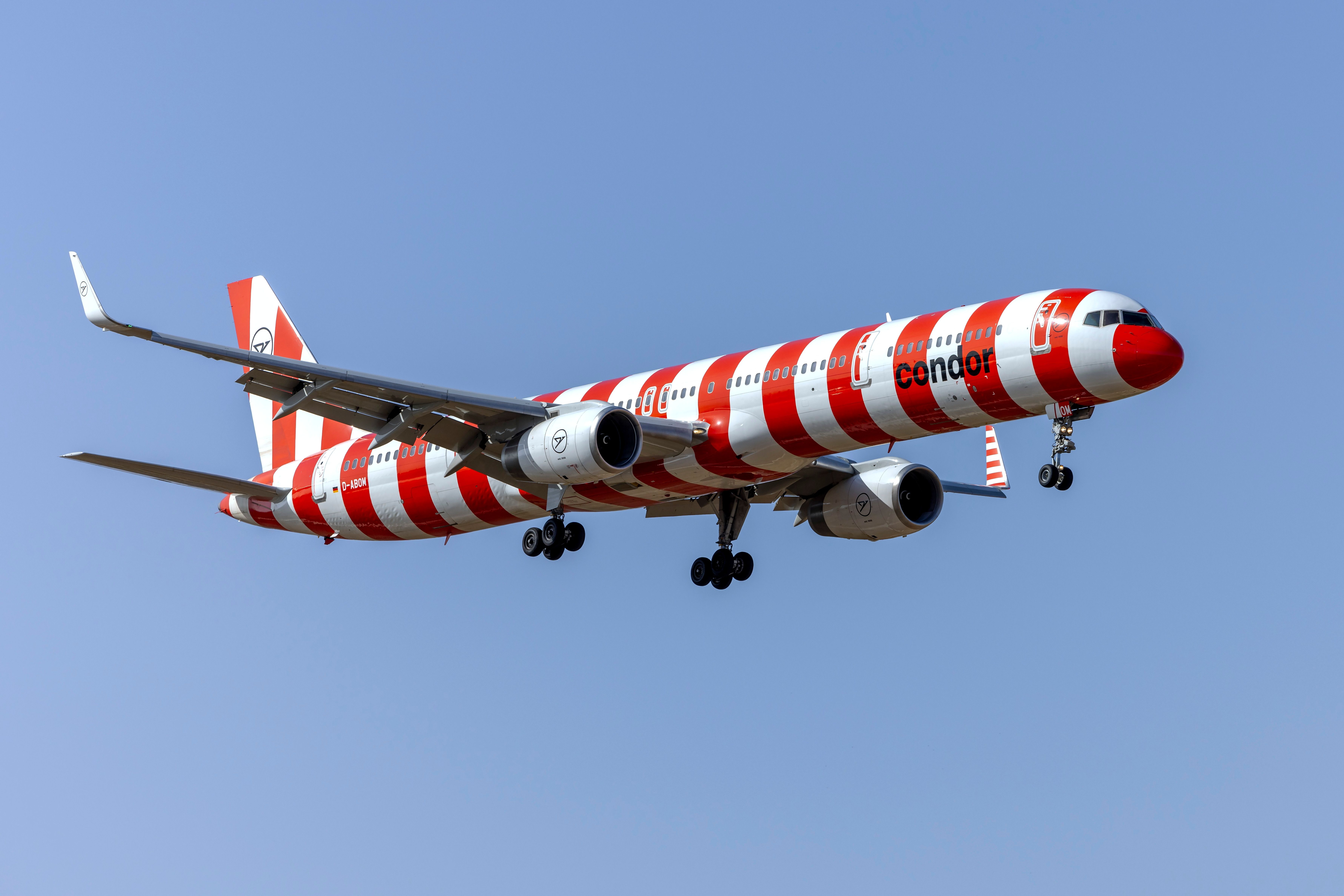 A Condor Boeing 757-300 Flying in the sky.