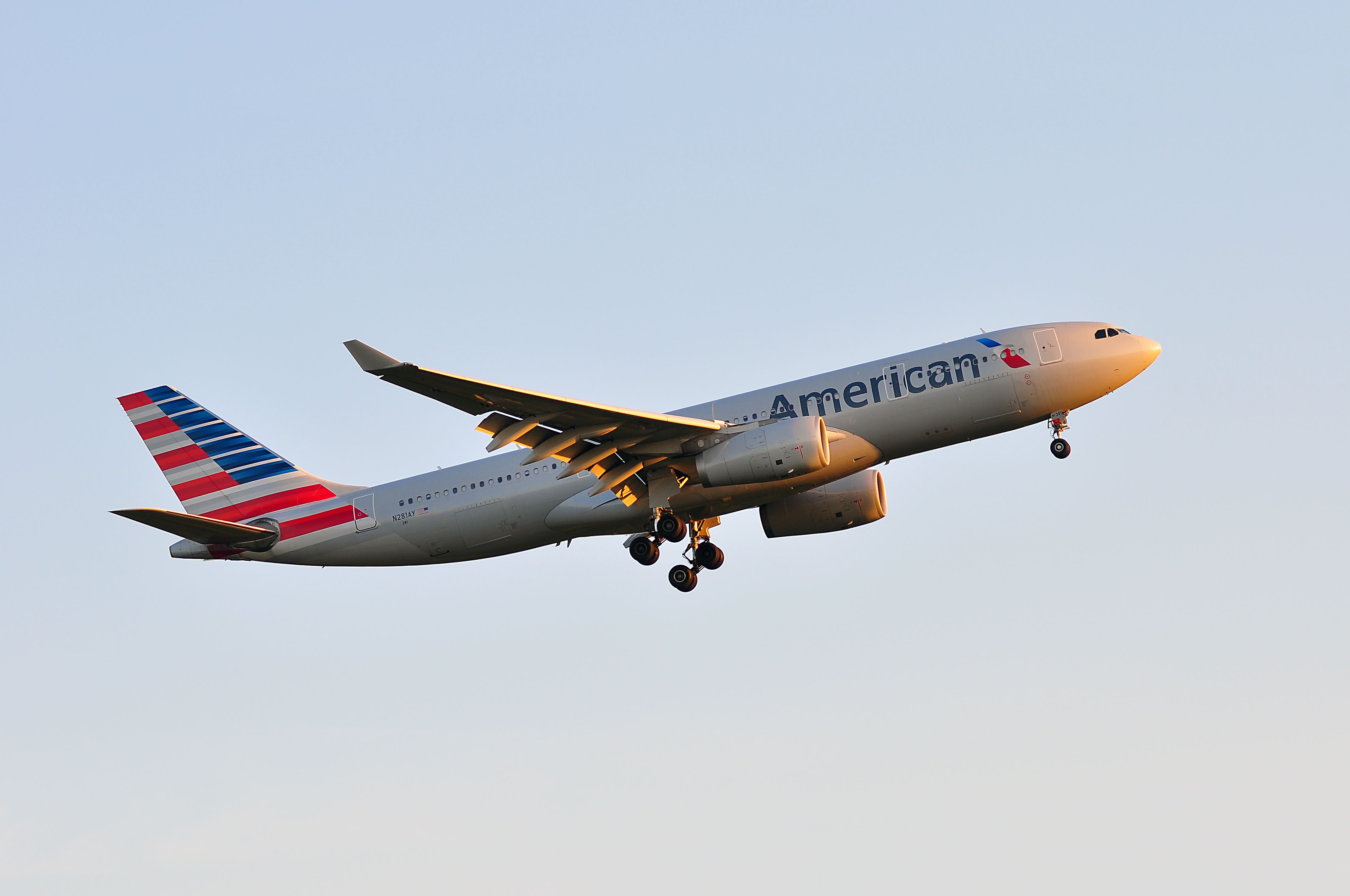 American Airlines Airbus A330-200 departing Frankfurt Airport FRA shutterstock_463790237
