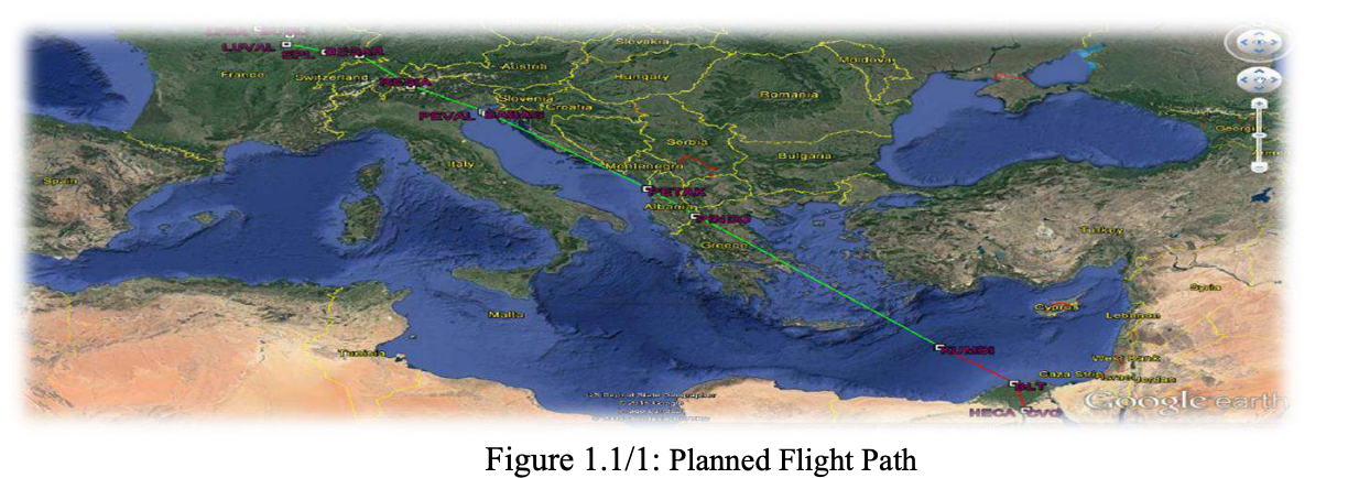 Flight path of EgyptAir flight MS804