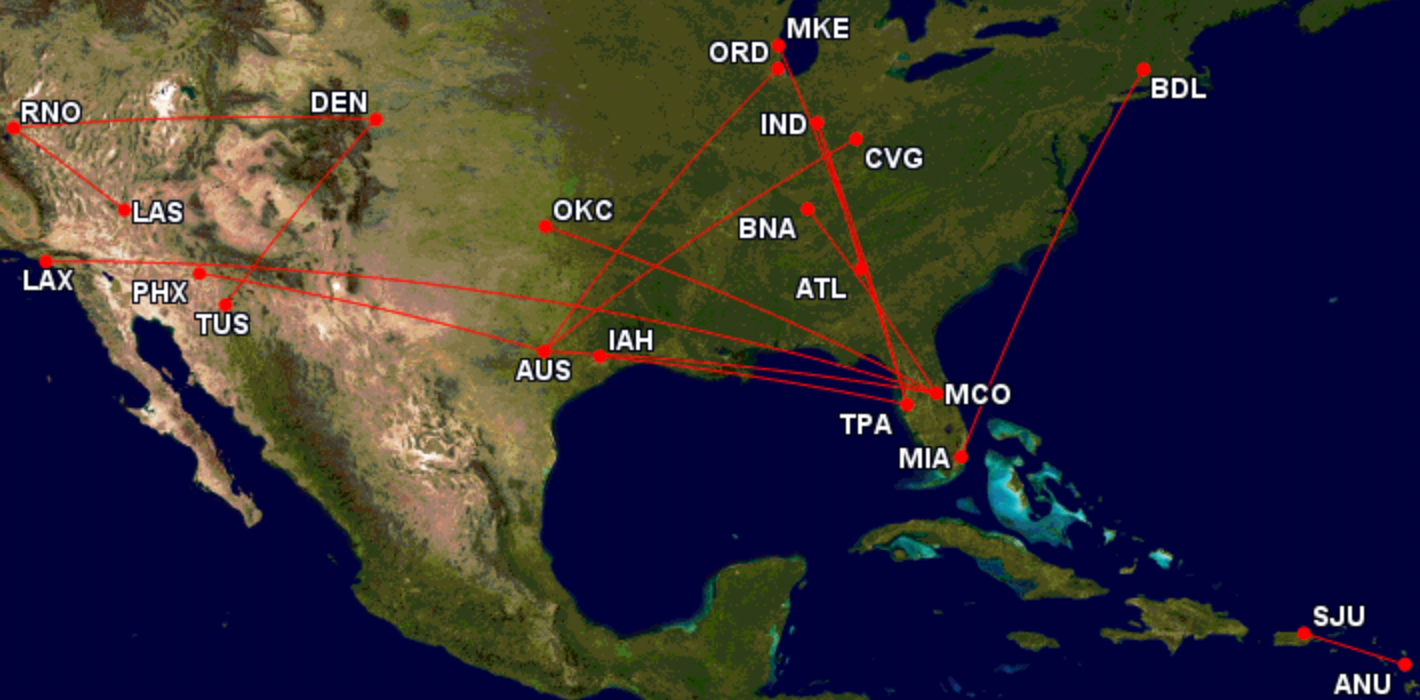 Frontier Airlines 16 new routes in the US