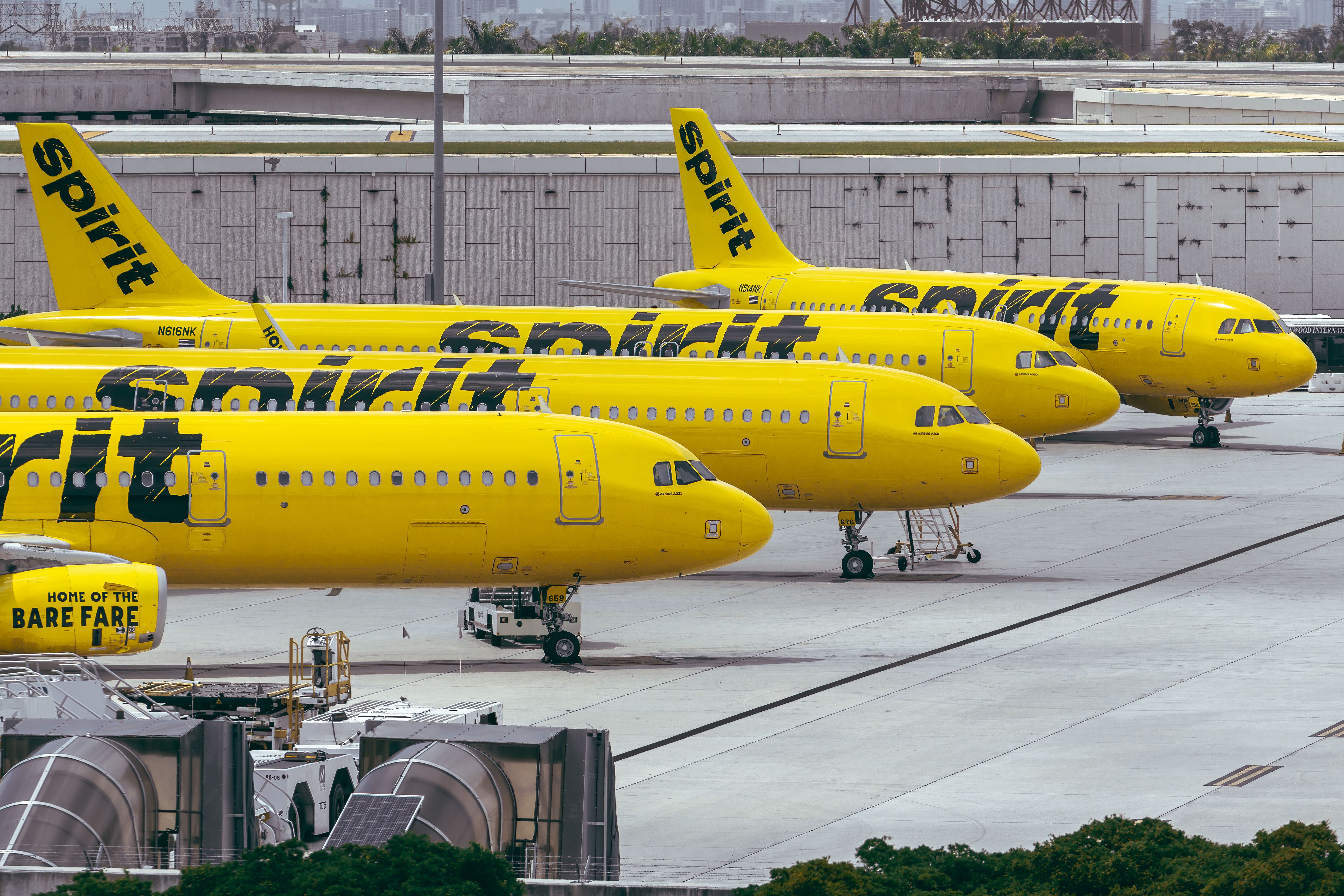 Spirit Airlines aircraft at FLL shutterstock_1769559506