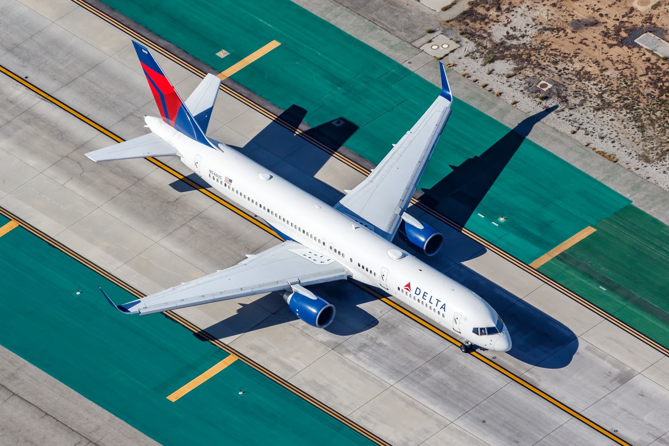 A Delta Air Lines Boeing 757 pictured from above
