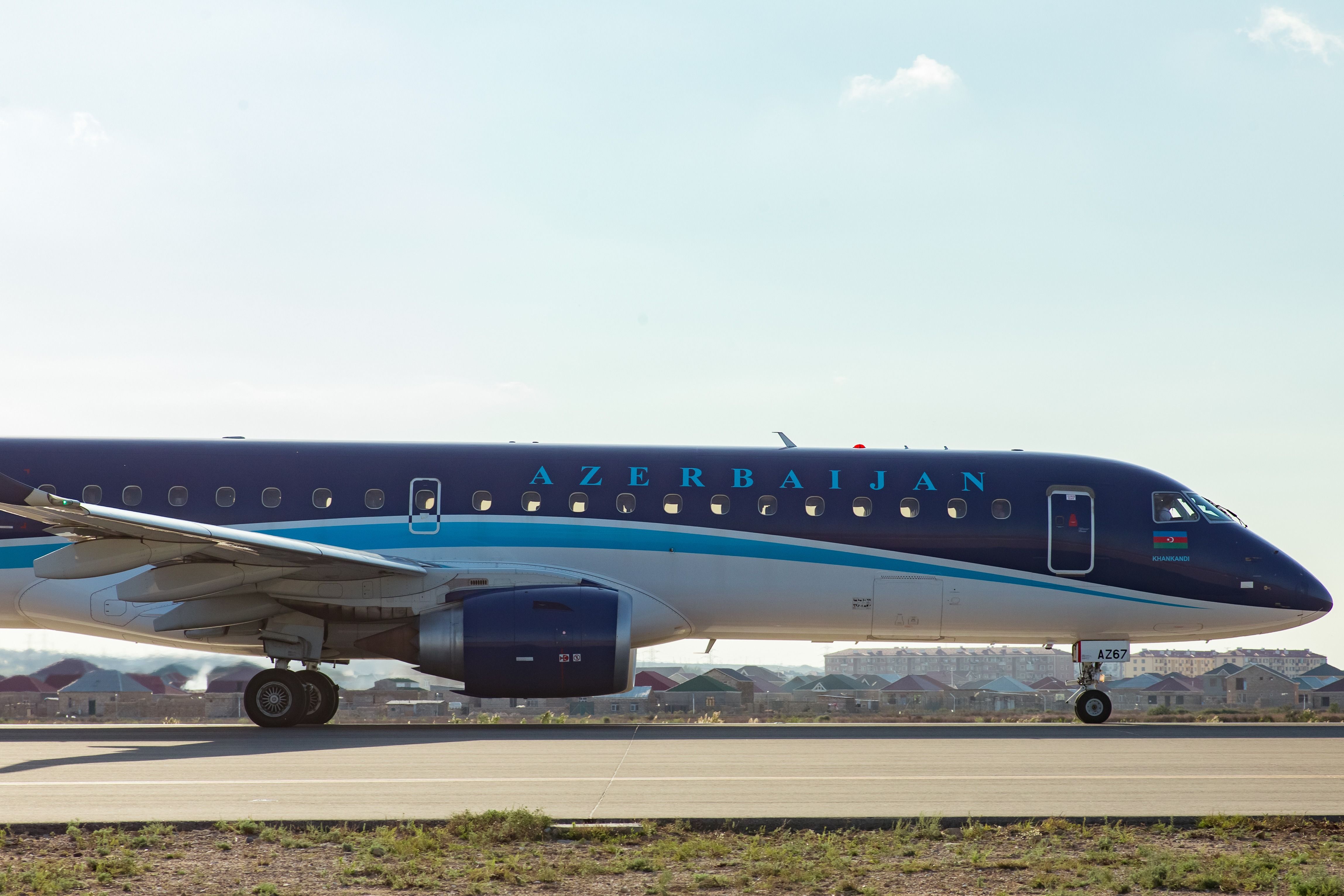 Azerbaijan Airlines Embraer E190 taxiing shutterstock_741077719