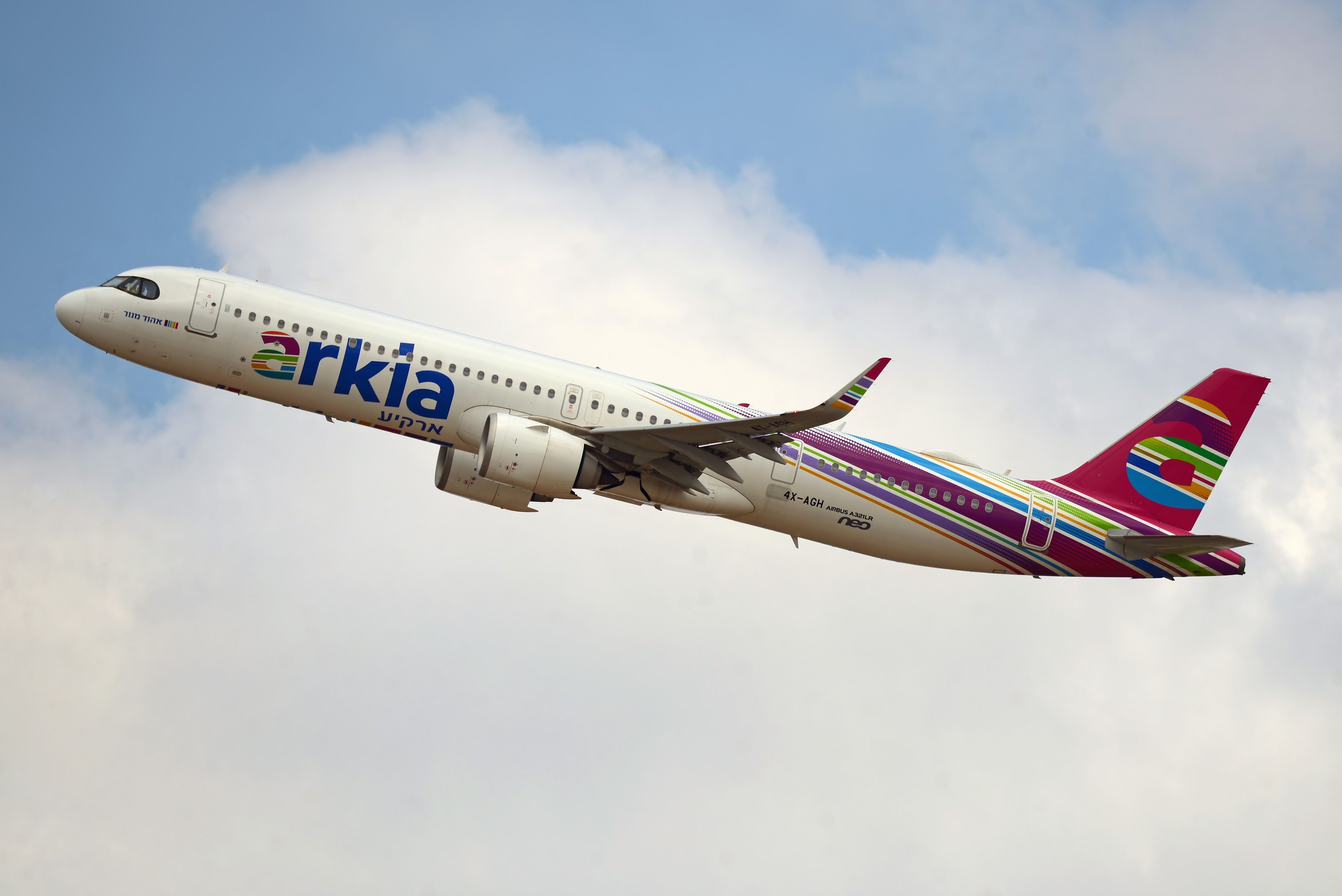 Arkia Airbus A321neo departing TLV shutterstock_2458863261
