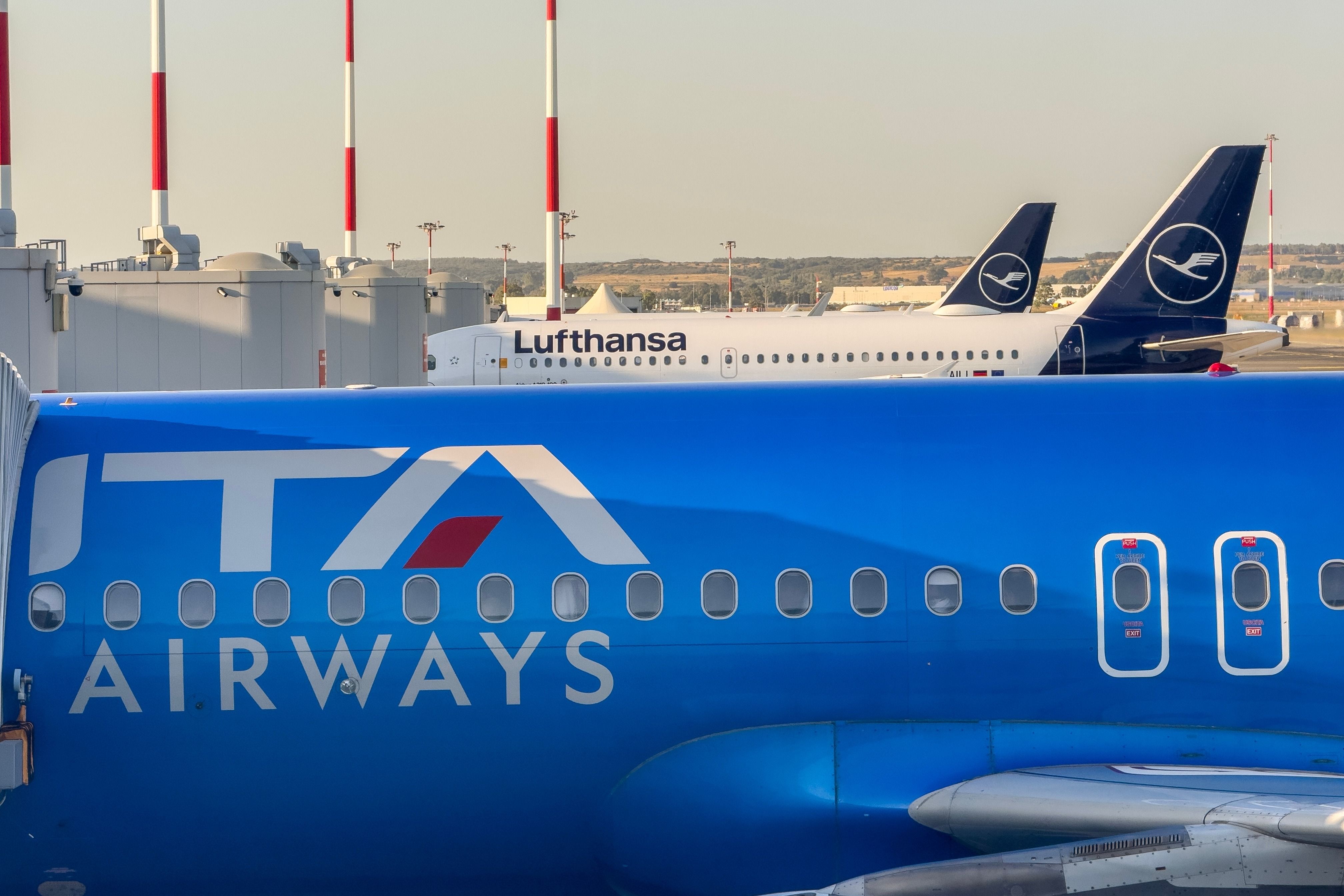 Lufthansa and ITA Airways aircraft at FCO shutterstock_2494340355
