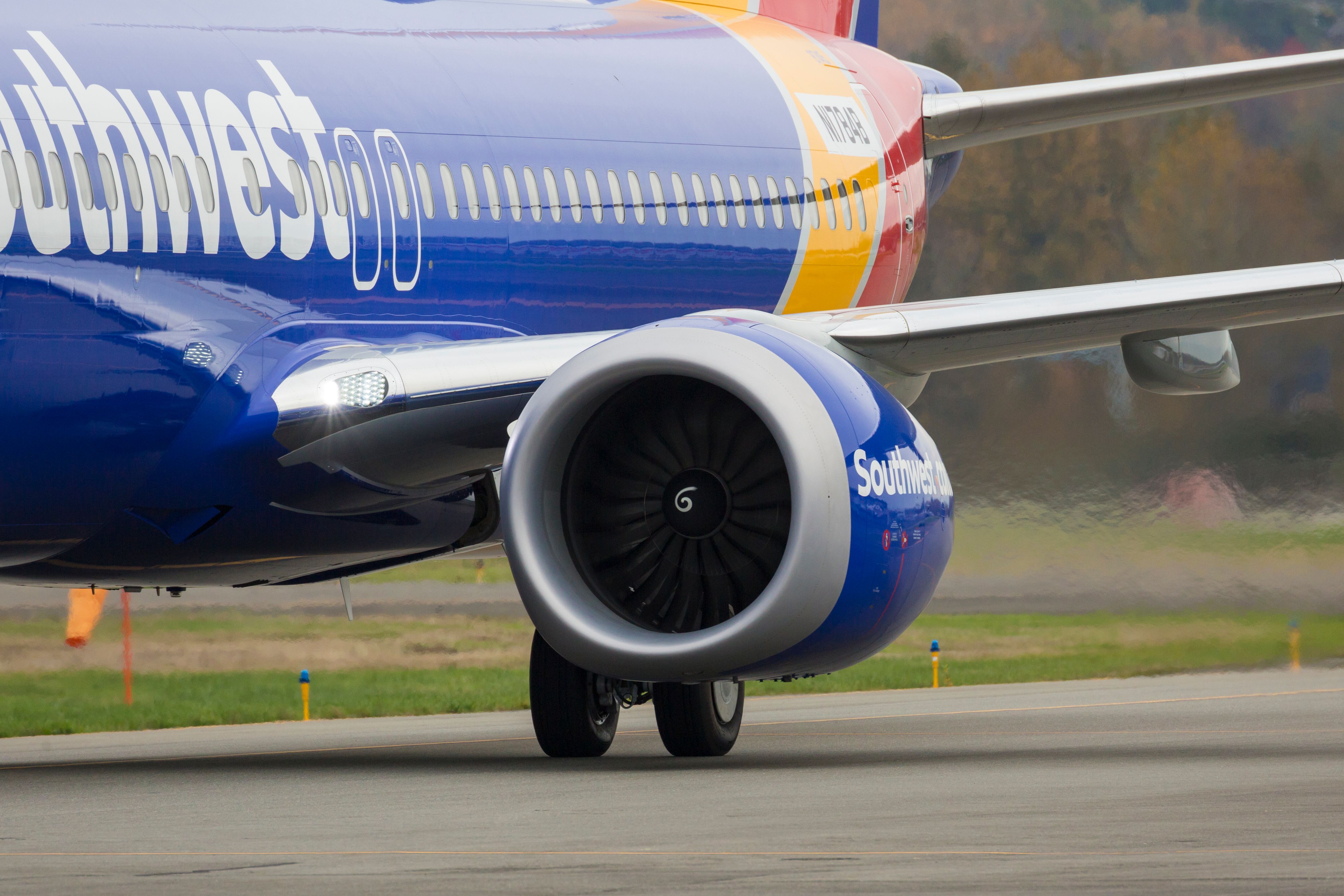 Southwest Airlines Boeing 737 MAX 8 engine close-up