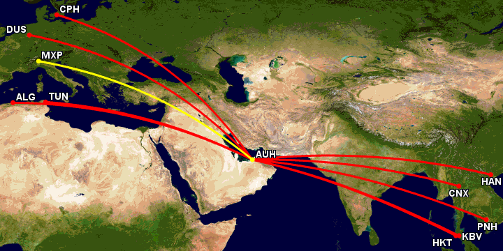 Etihad Airways A321LR network Feb 2025