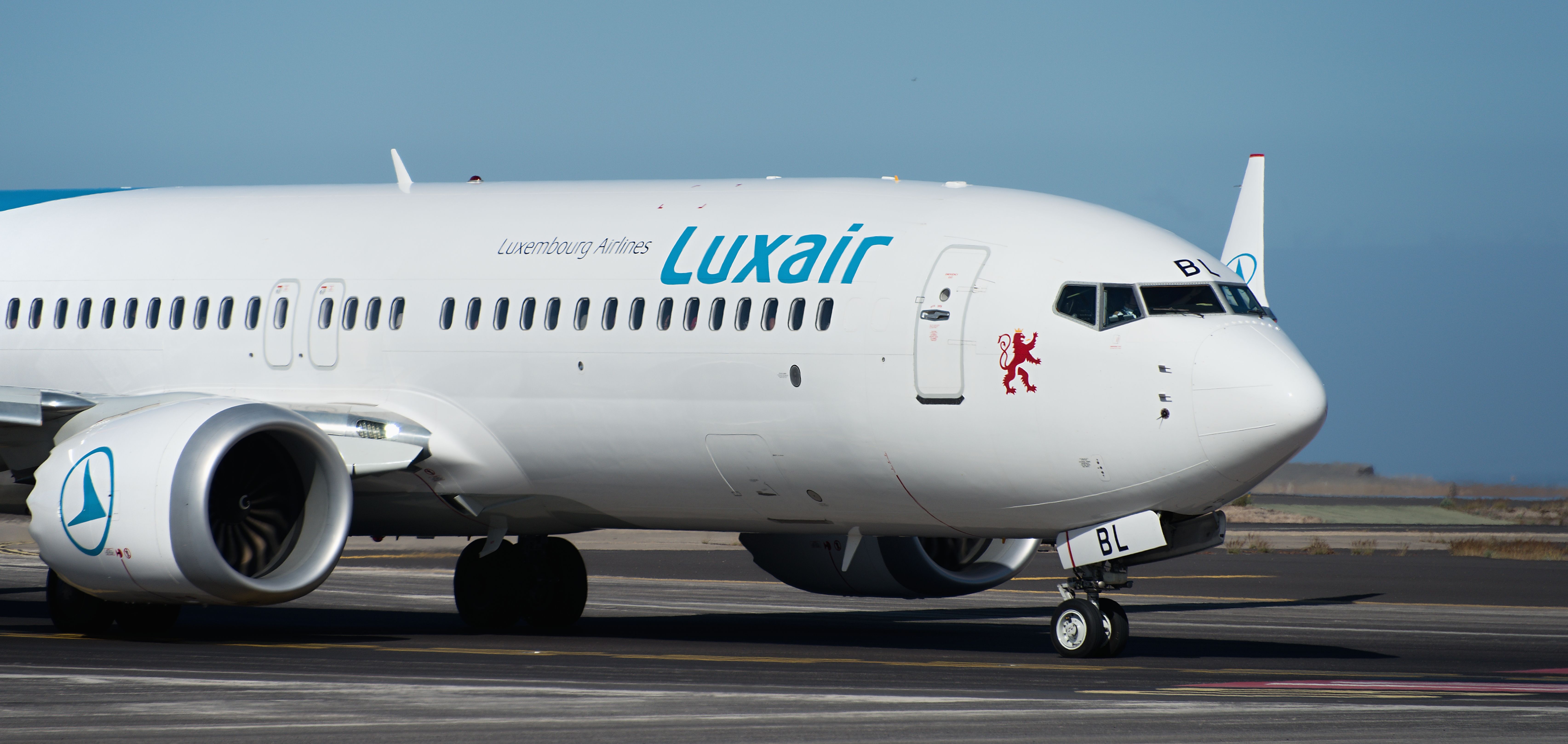 Luxair Boeing 737 MAX 8 taxiing shutterstock_2486067073