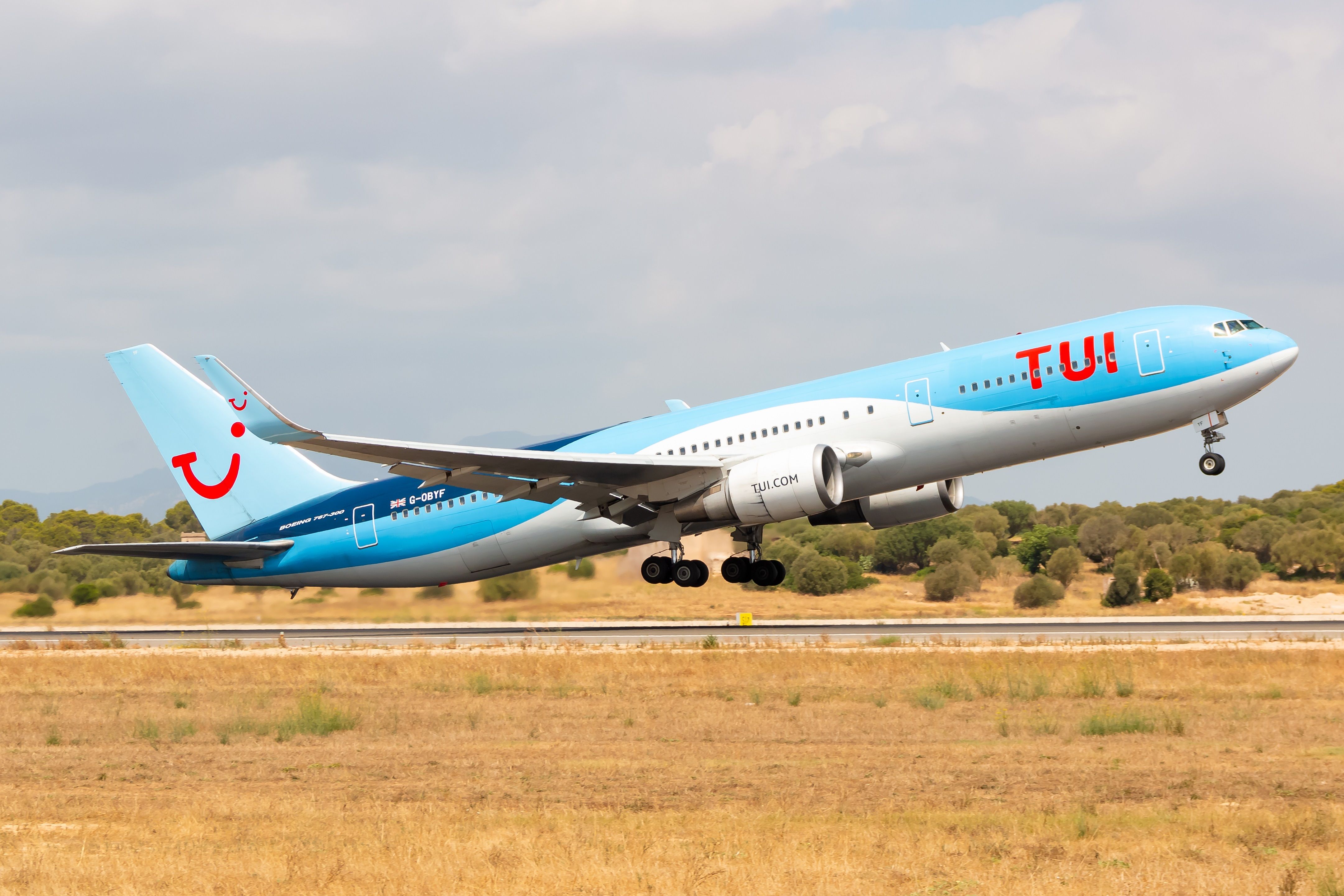 TUI Boeing 767-300ER taking off at Palma