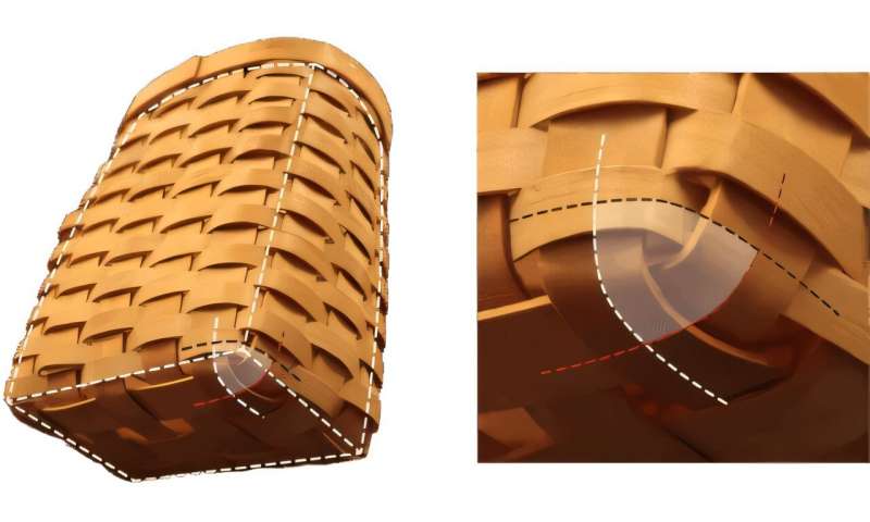 Woven metamaterials inspired by baskets for stiff, resilient robots
