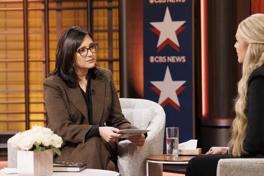 Bari Weiss, CBS News' editor in chief, interviews conservative activist Erika Kirk in a CBS town hall event in December.