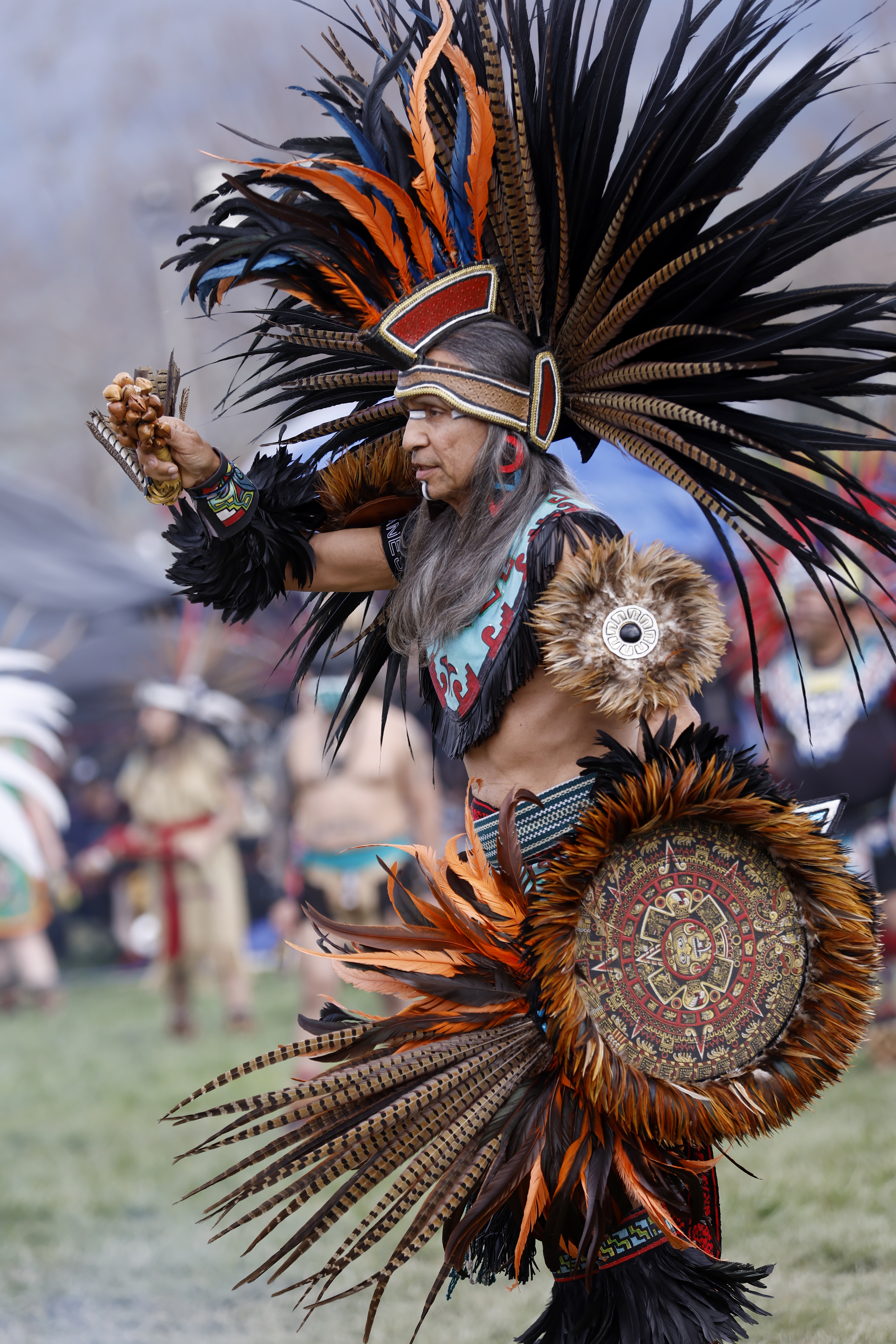 Maestro Texomazatl, (Blue Deer) David Vargas, performs during the ceremonial...