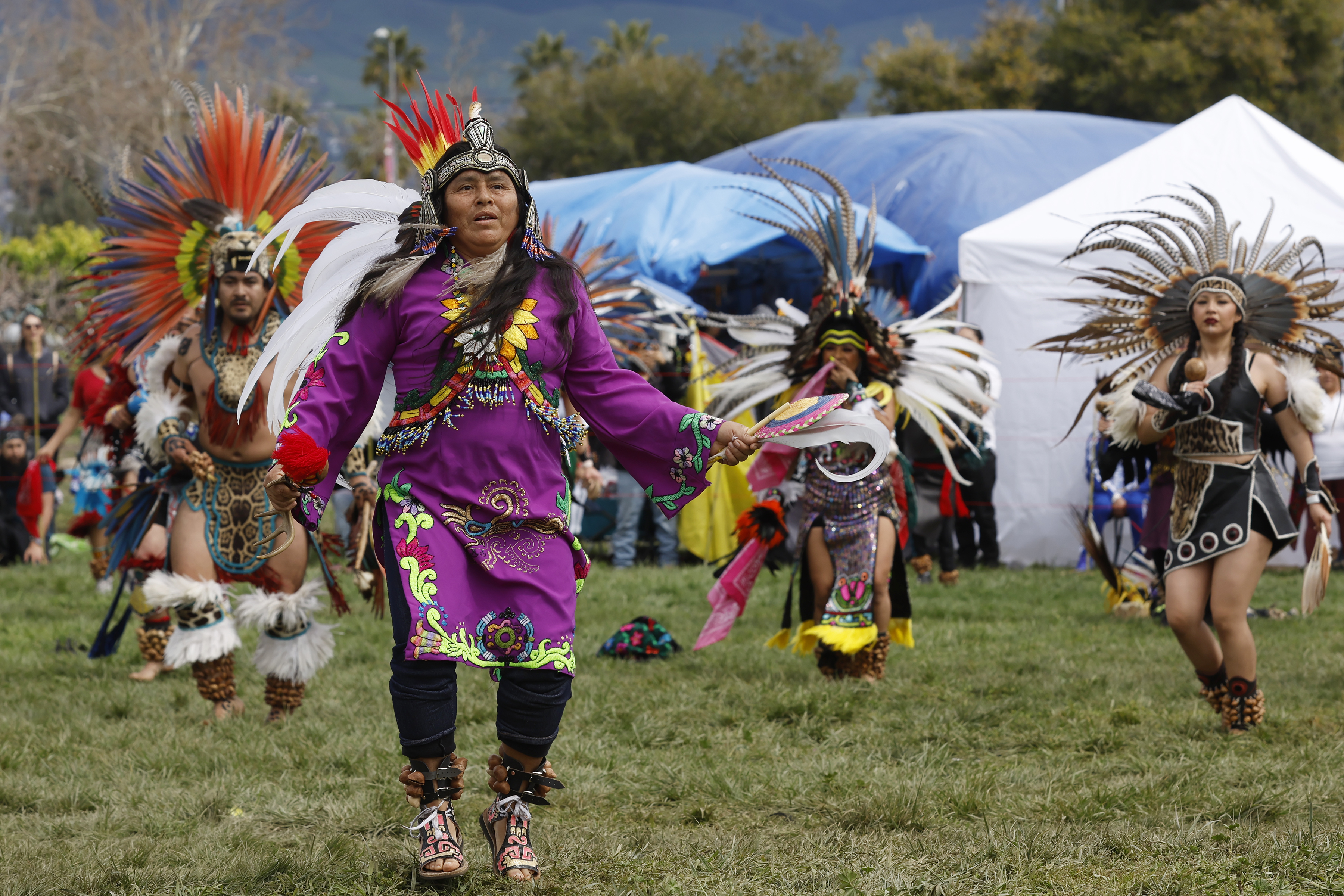 Danzantes participate in the ceremonial circle at the 25th Annual...