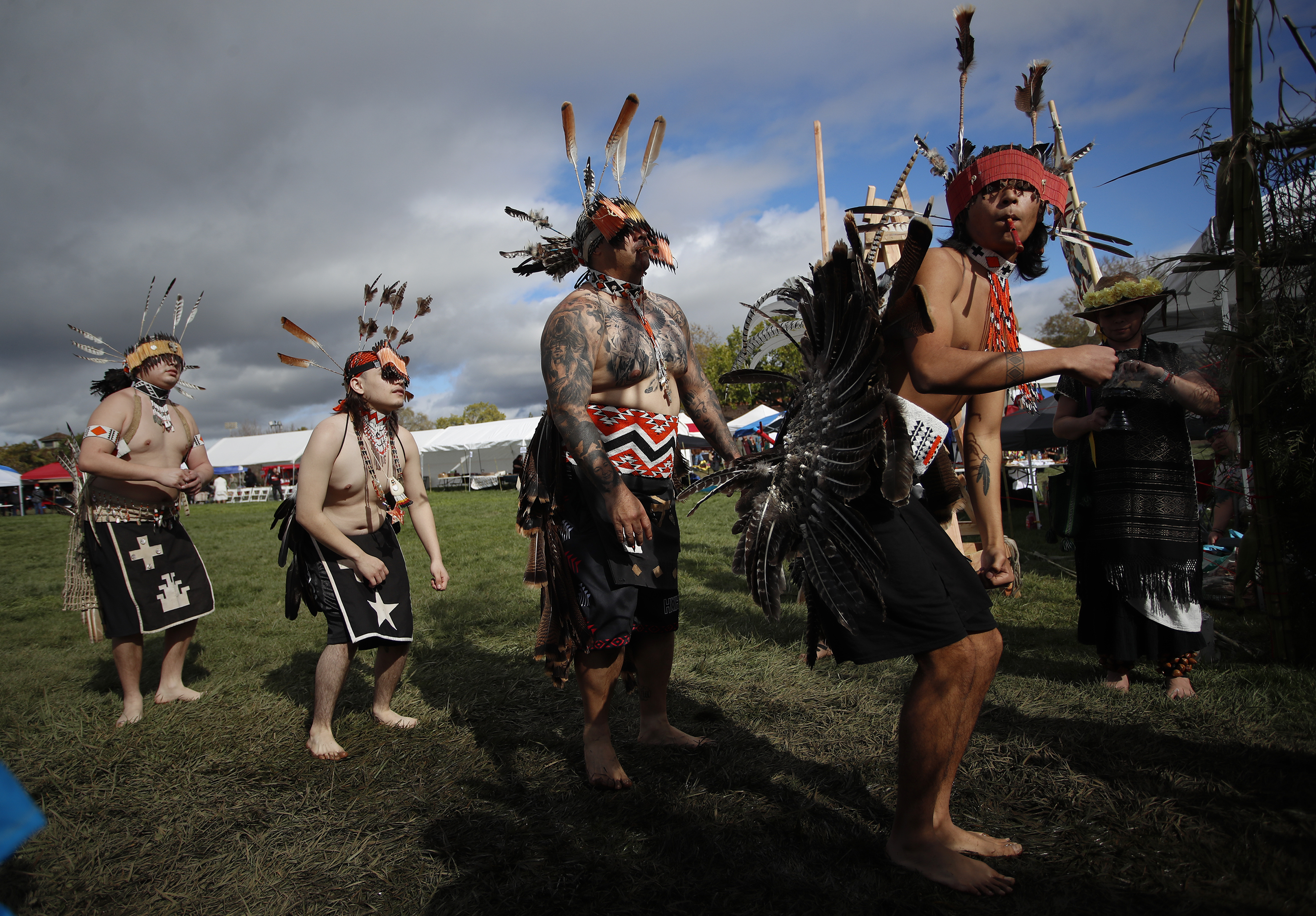Members of the Pomo Dancers from Big Valley in Sonoma...