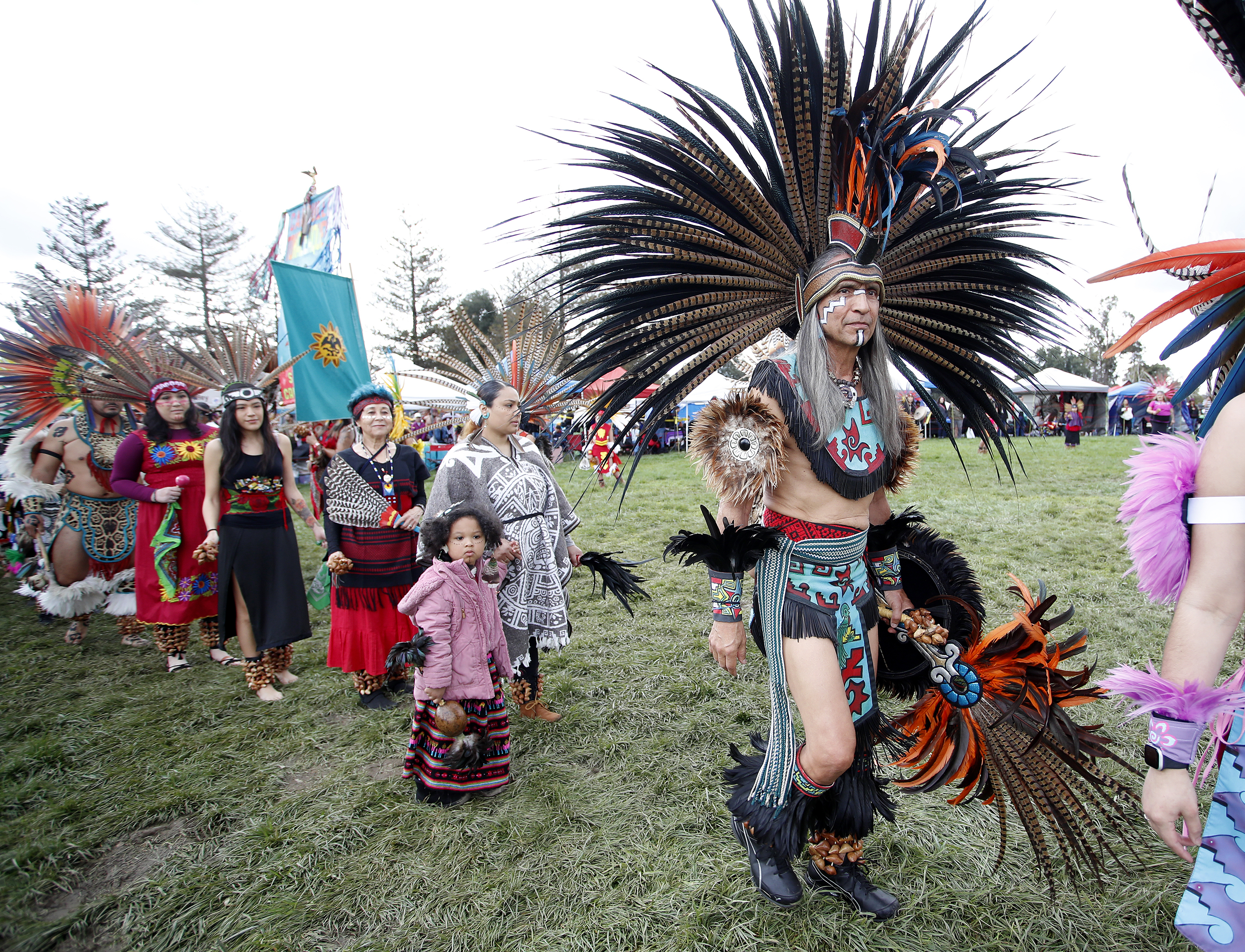 Maestro Texomazatl, (Blue Deer) David Vargas, enters the ceremonial dance...