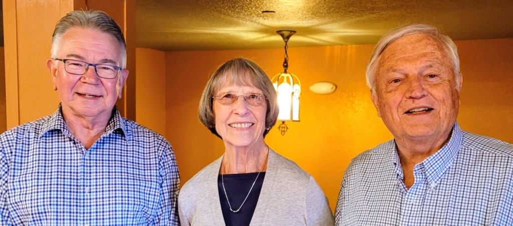 John Snider (right) was one of the Holly Theatre restoration project’s earliest volunteer leaders. As the work widened, he was joined by Ron McUne and Karen Doolen. Photo courtesy: Holly Theatre