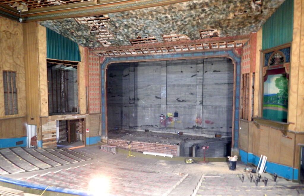 Reinventing the Holly Theatre meant more than restoring the auditorium, shown here early in the renovation. The $13 million project took more than a decade and included new wiring, plumbing, lighting, the addition of an elevator and more. Photo courtesy: Holly Theatre