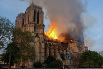 Incendie de la Cathédrale Notre-Dame lors de travaux de restauration, le 15 avril 2019 à Paris, France.
