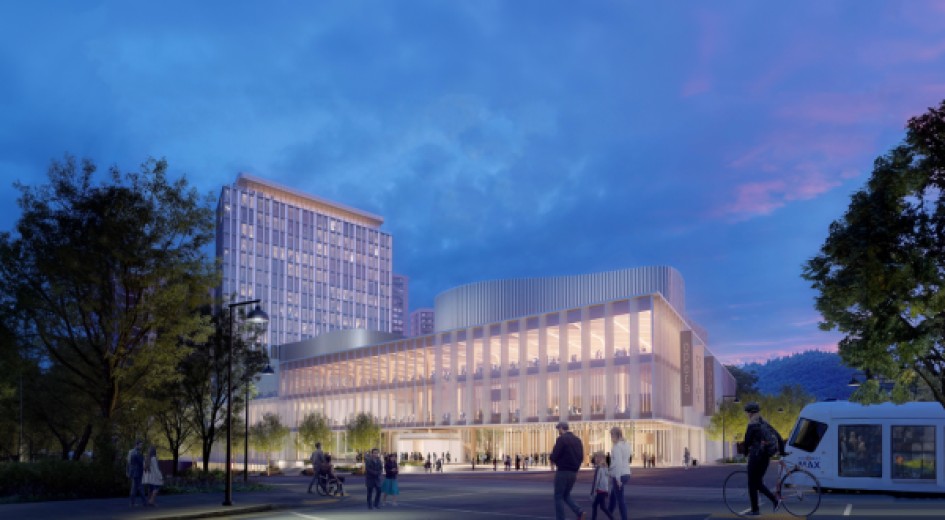 A rendering of PSU's proposed $155 million performing arts center, which is slated to rival the Keller Auditorium and Portland'5 theaters in capacity.