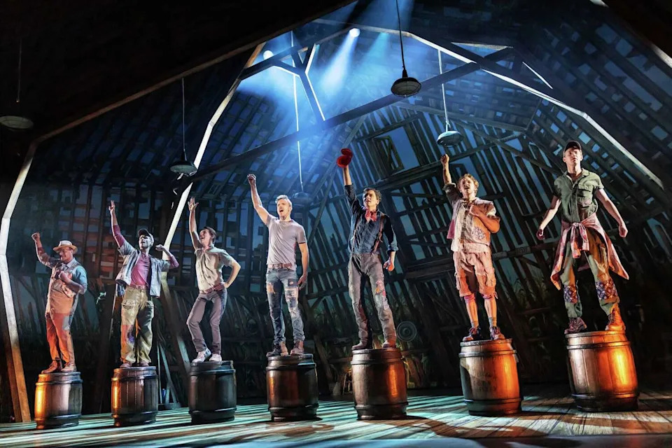 The cast of "Shucked," which toured to ATG San Francisco's Curran Theatre. (Matthew Murphy and Evan Zimmerman/BroadwaySF)