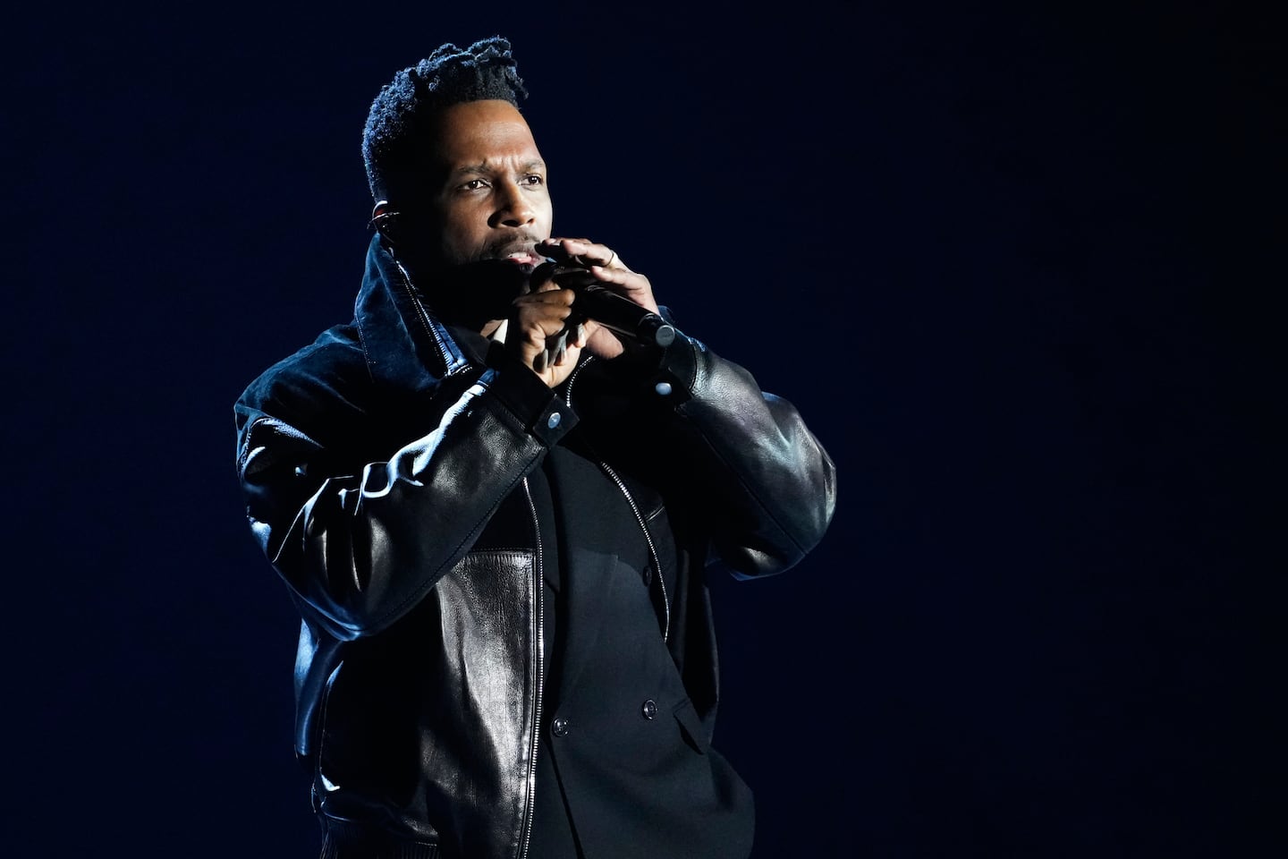 Leslie Odom Jr. sings "Without You" during the In Memoriam segment during the 79th Tony Awards on Sunda at Radio City Music Hall in New York.