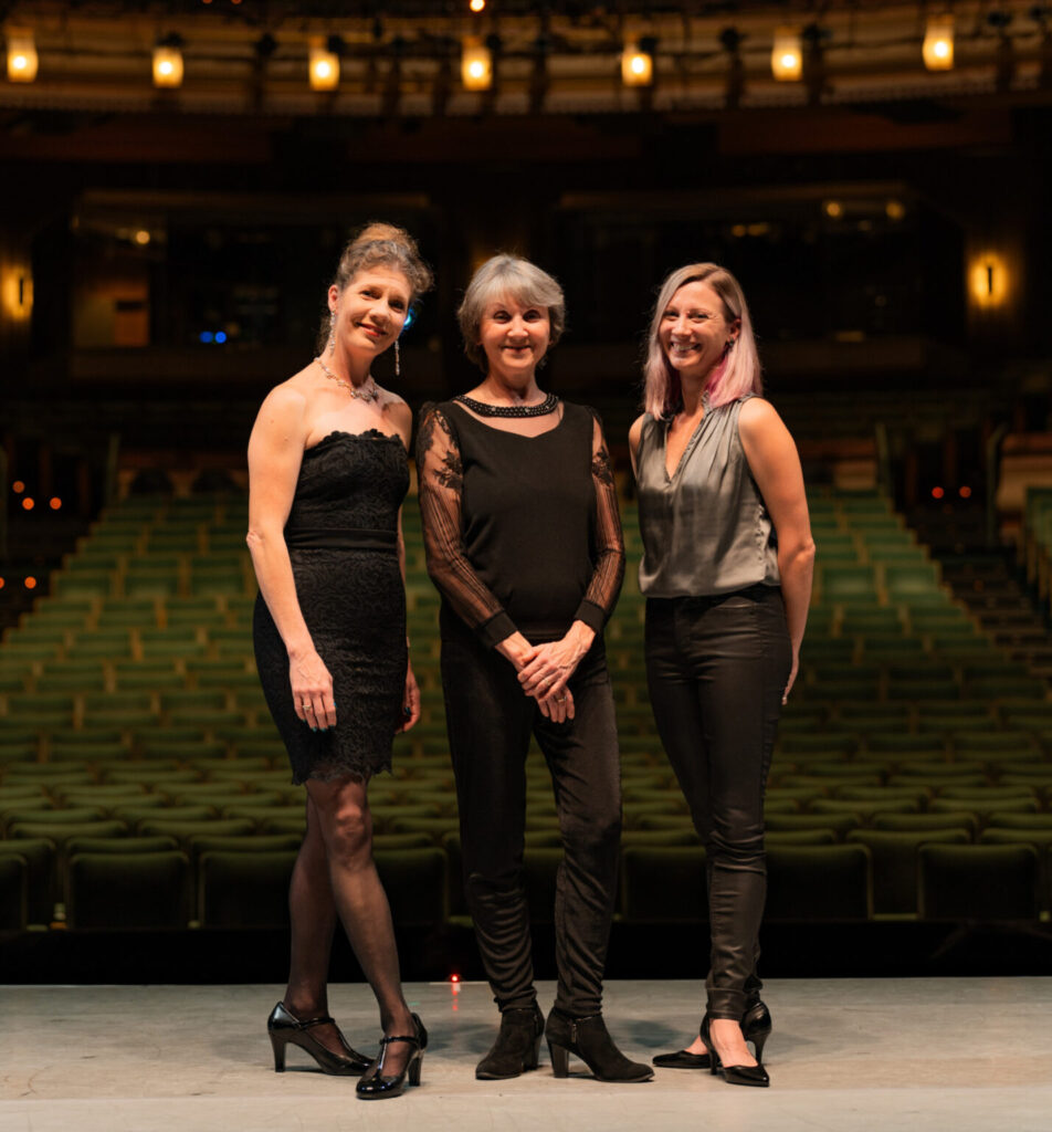 Before stepping down in 2025, Toni Pimble (center) spent years transitioning Jennifer Martin (left) and Suzanne Haag (right), both former Eugene Ballet dancers, into leadership roles. Photo by Katie Patrick.