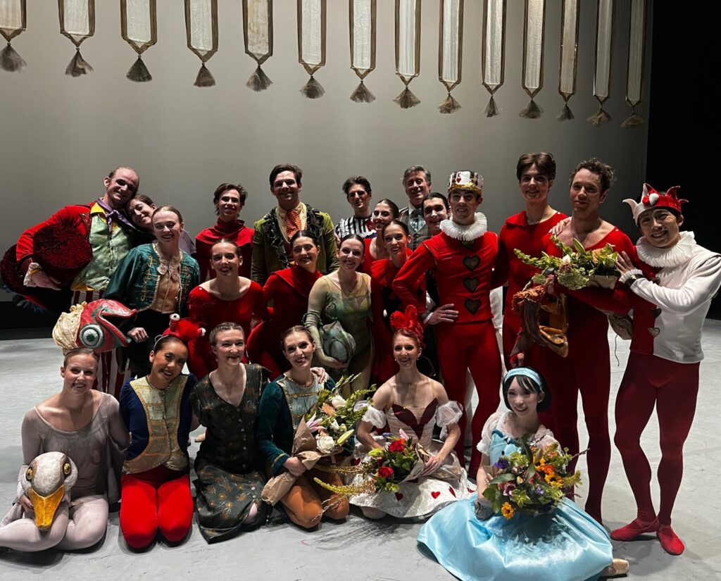 Eugene Ballet company after their final performance this season of Toni Pimble’s Alice in Wonderland and Suzanne Haag’s The Large Rock and The Little Yew. Photo by Katie Patrick.