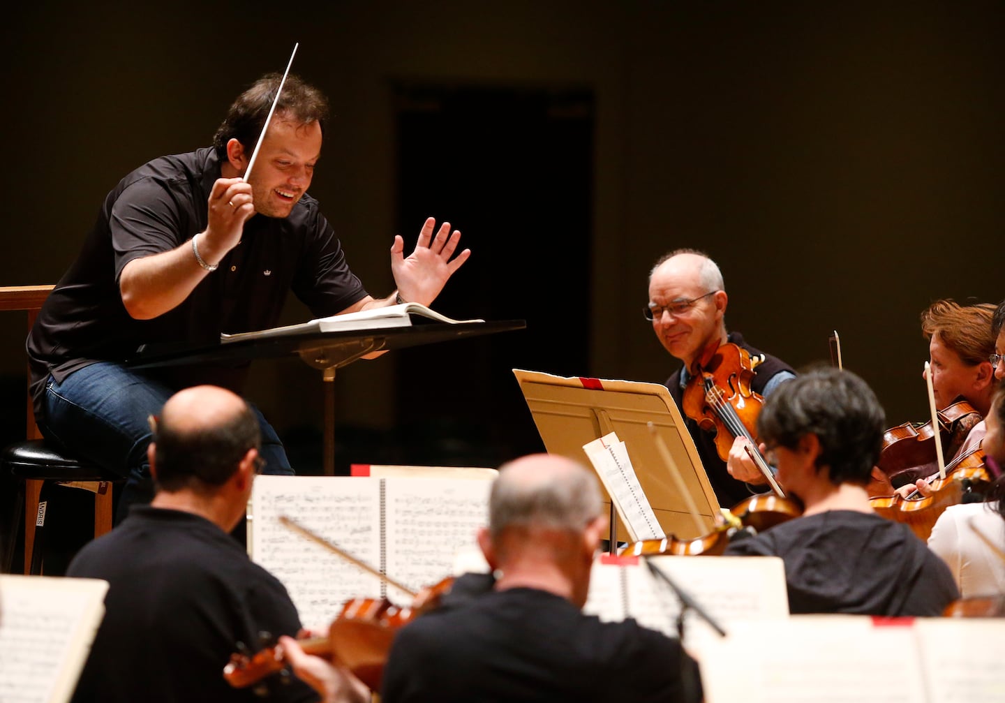Nelsons rehearsed "Der Rosenkavlier" with the orchestra at Symphony Hall in 2016.