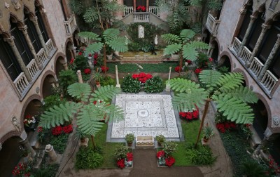 BOSTON - DECEMBER 11: The courtyard at the Isabella Stewart Gardner Museum in Boston on Dec. 11, 2020. The Holiday Garden in the Museum’s Courtyard, which was going to be on display for the remainder of the year until Boston Mayor Marty Walsh ordered all museums to close. (Photo David L. Ryan/The Boston Globe via Getty Images)