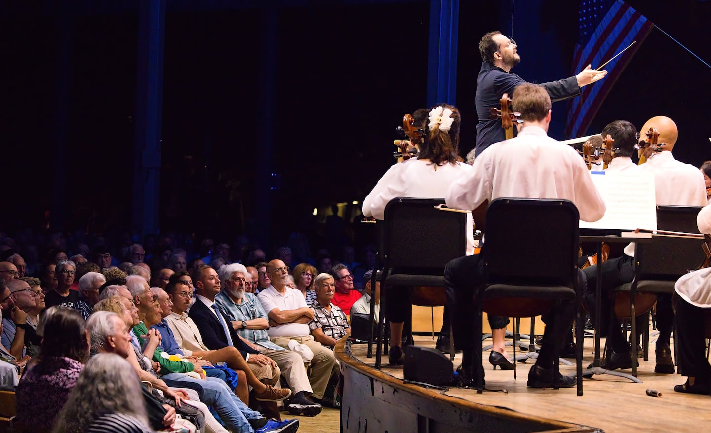 Nelsons, shown at Tanglewood's Koussevitzky Music Shed in 2024, has the support of most of the musicians of the BSO.