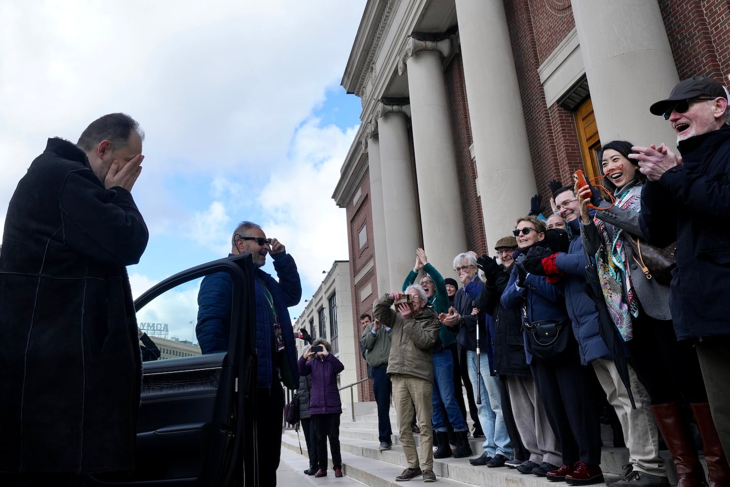 Boston Symphony Orchestra musicians greeted music director Andris Nelsons when he arrived at Symphony Hall on March 17.