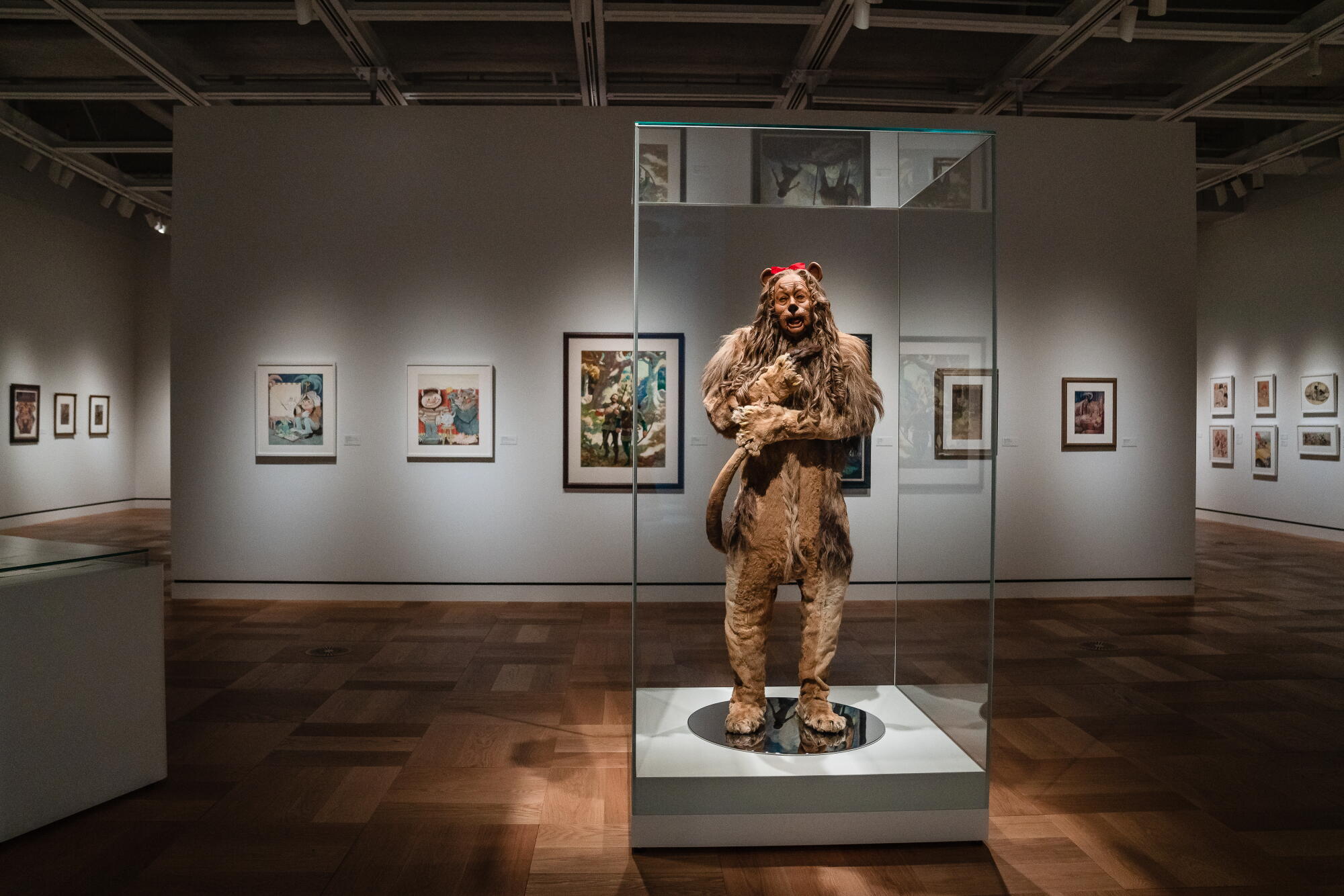 The Lion costume from "The Wizard of Oz" at a museum.