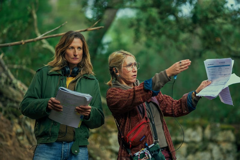 Call My Agent! The Movie: Camille Cottin, who plays talent agent Andréa Martel, on set. Photograph: Christophe Brachet/Netflix