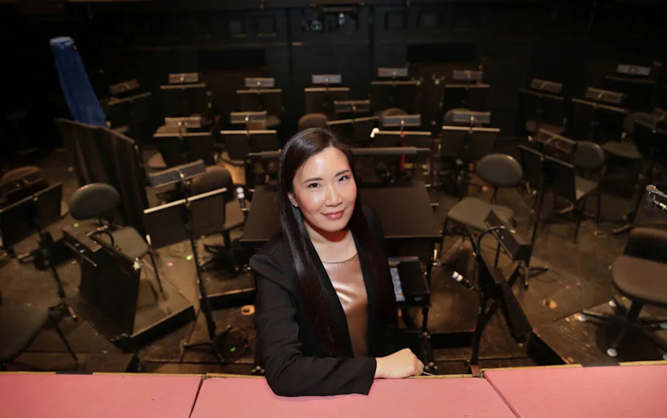 San Francisco Opera conductor Eun Sun Kim at the War Memorial Opera House. (Liz Hafalia/Liz Hafalia / The Chronicle)