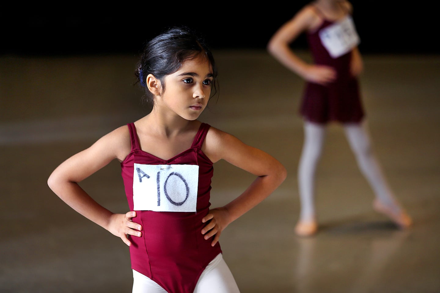 Kesara Martinek, 7, performed a dance step during auditions.