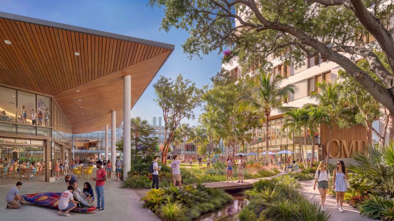 A rendered image shows the new planned Miami Campus of Carnegie Mellon University.