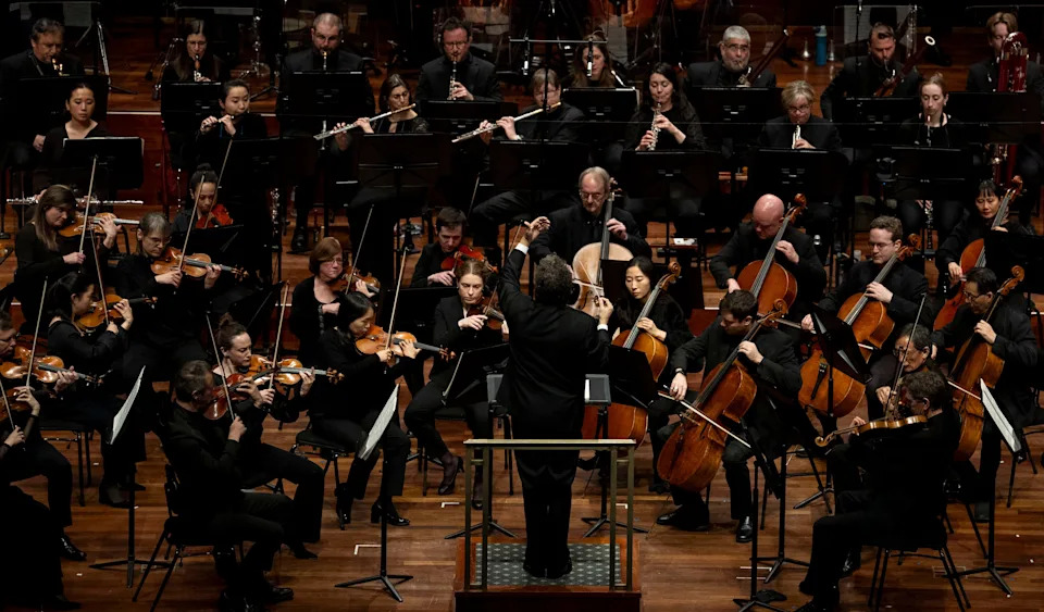 Giancarlo Guerrero, conductor at Schermerhorn Symphony Center directs the symphony in Nashville, Tenn., Thursday, Jan. 9, 2025.